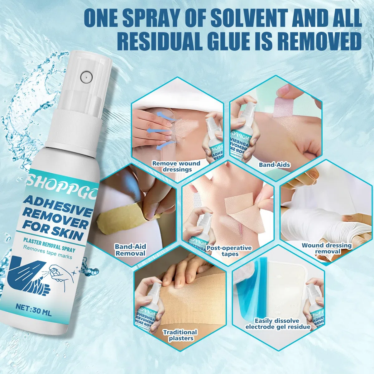 Spray Rimuovi Cerotti Medicali, Medical Adhesive Remover, Cerotto Spray Remover Adesivo Cerotti, Rimuovi Colla Adesivi per la Rimozione dei Residui di Adesivo da Cerotti e Medicazioni,Silky Touch,30ml