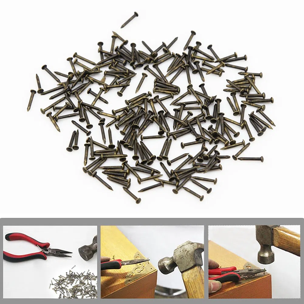 Yasorn Attrezzi decorativi di scatole decorative dell'oggetto d'antiquariato del chiodo di legno Accessori Mini vite del chiodo (bronzo, insieme di 500pcs)