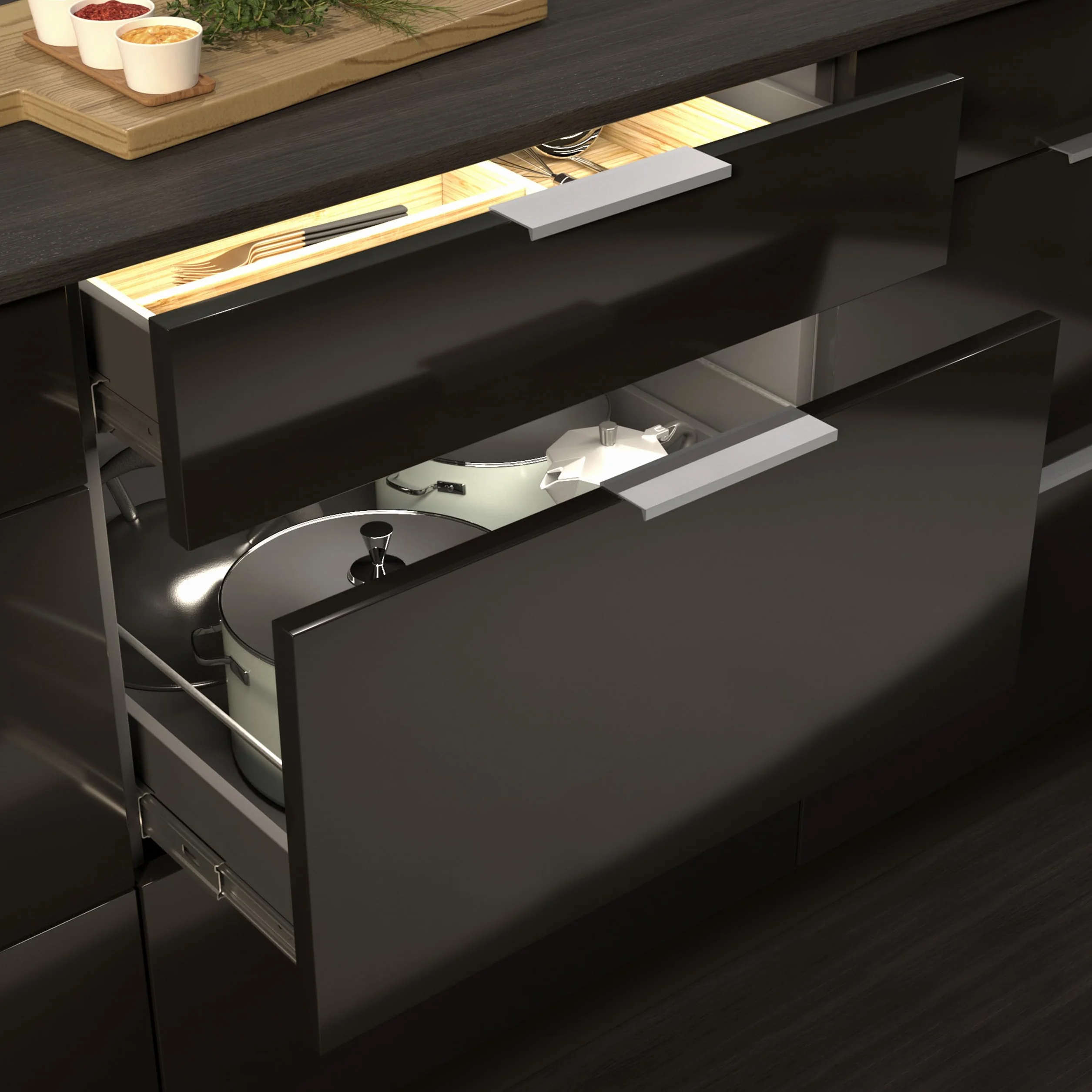 SOTECH 5 pezzi maniglie per mobili Blanket Jane 50 mm cromo opaco BA 32 mm maniglie per mobili per il montaggio sul lato interno del frontale incl. viti di fissaggio