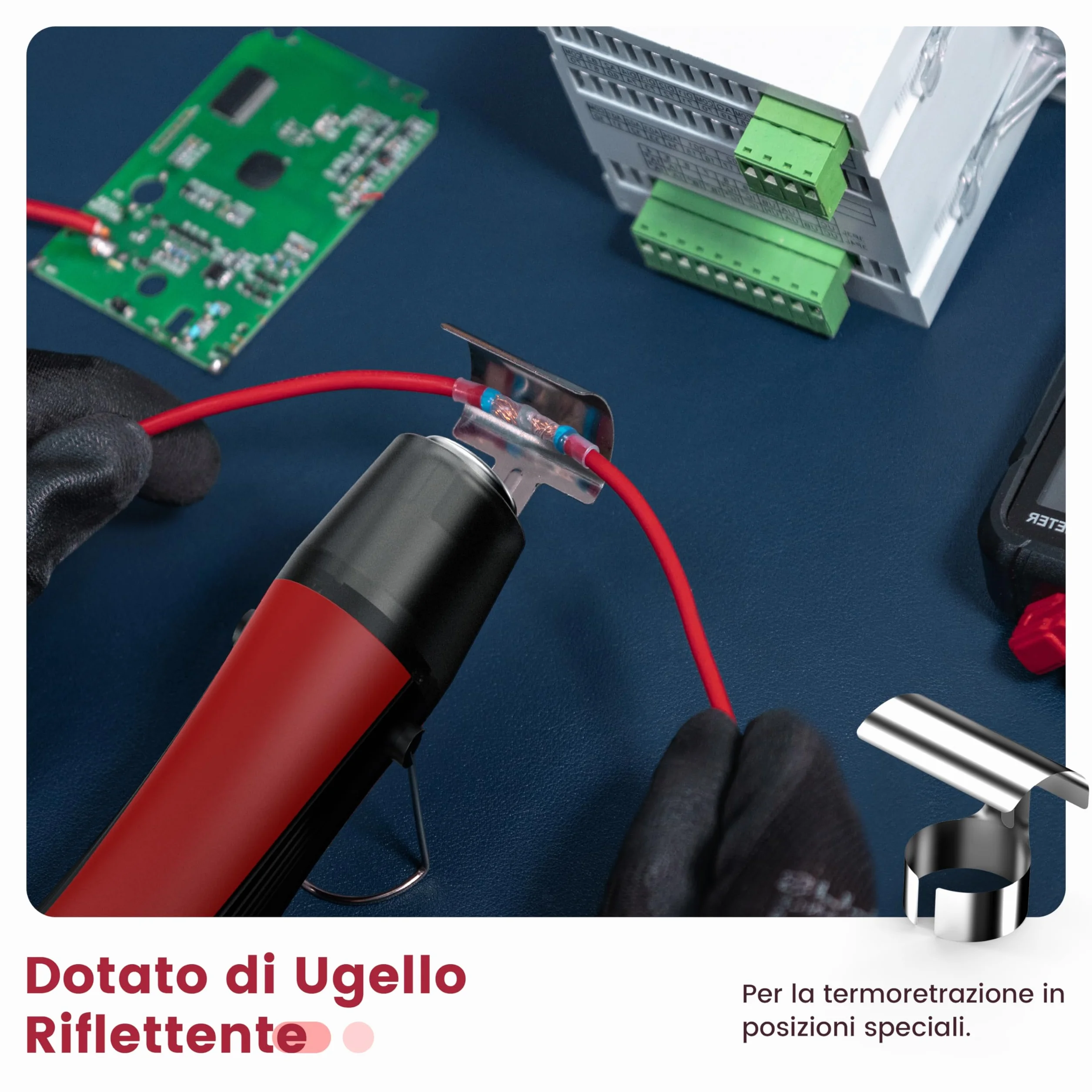 KAIWEETS 450°C Pistola Termica, Con Ugello In Acciaio Inox, 450W Pistola Aria Calda, Con 2 Temperatura, Protezione da Sovraccarico, Per DIY, Film Termoretraibile, Guaina Termorestringente (rosso)