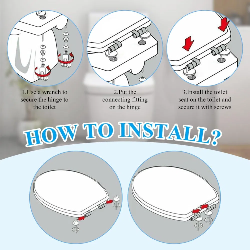 NAROSEBE 2 Kit Cerniere del Sedile del WC Cerniere Tavoletta WC Acciaio Inox Cerniere di Ricambio per WC Cerniere Copriwater Universali Kit Fissaggio Tavoletta per la Maggior Parte dei Modelli di WC
