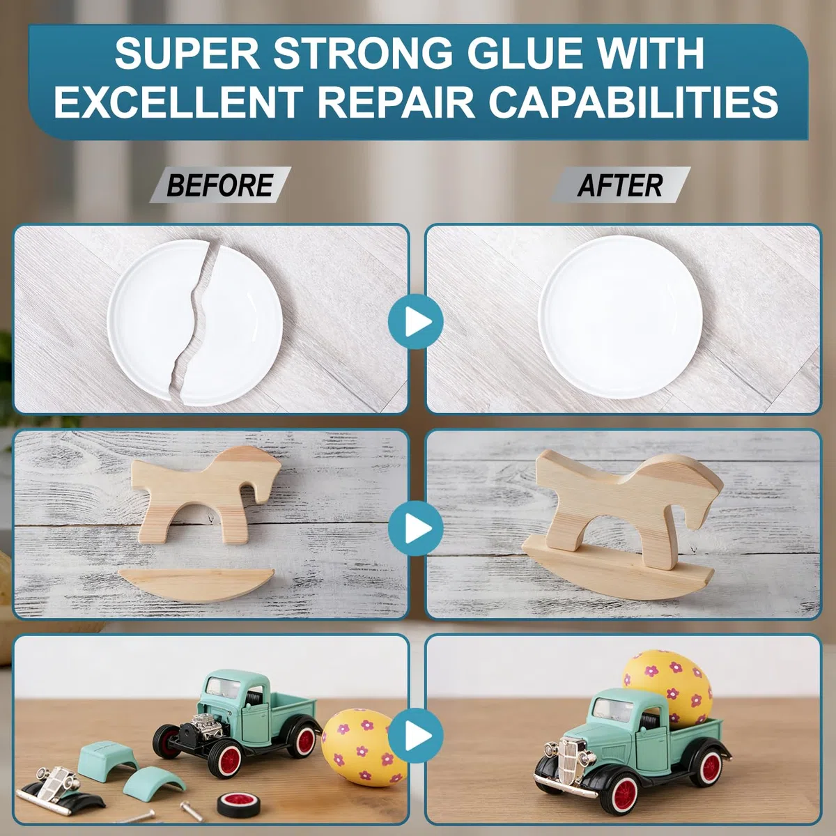 Colla Super - Professionale Super Glue con Testa Antiessiccazione, Trasparente Extra Forte Colla per Plastica, Metallo, Legno, Vetro, 30g