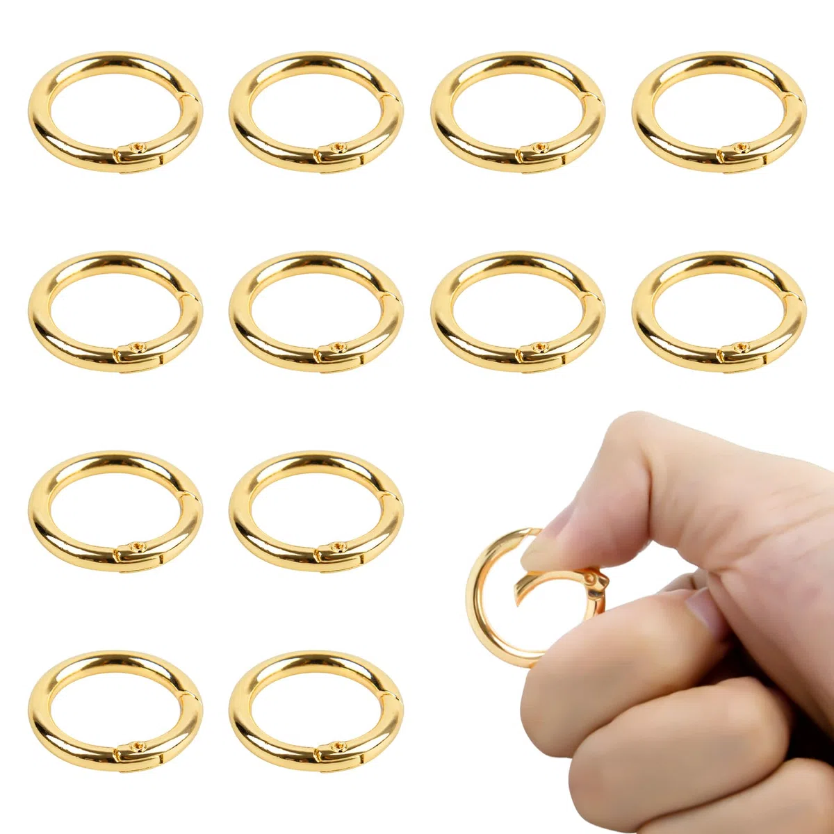 12 Pezzi Scatto Molla Rotonda, Moschettoni per Manici Borse a Uncinetto, 27mm Moschettone per Borse, Adatto All'uso Come Anelli per Borse, Moschettoni per Artigianato e Accessori Borsa (oro)