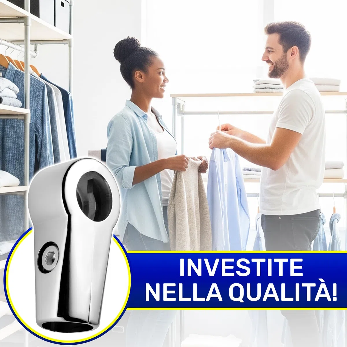 2 Pezzi Porta Tubo a Forma di T Ø25 x 84 mm è Cromato ed è Adatto per Struttura Cabina Armadio Componibile - Garanzia di 10 Anni - MONTERAL