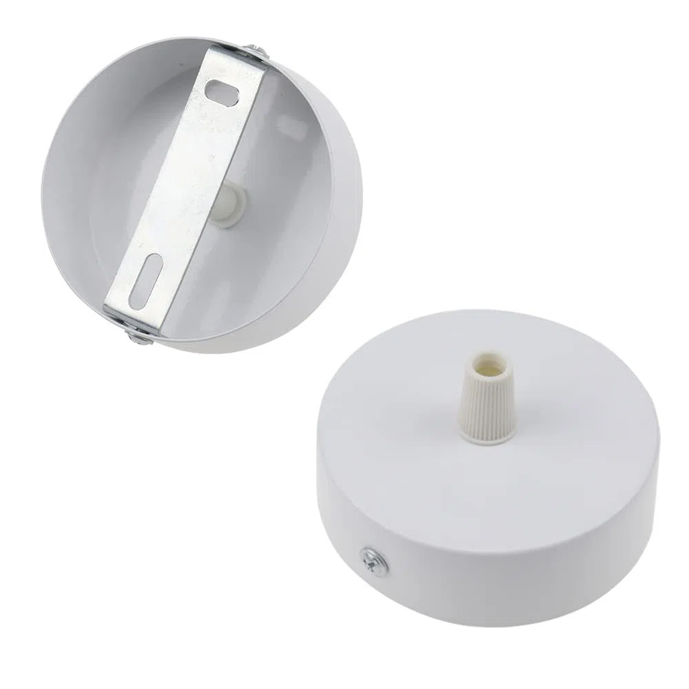 2 Pezzi Metallo Bianco Baldacchino Luce Pendente Soffitto, Copertura 80mm Connettore Plafoniera, Scatola di Giunzione, Accessorio Luce