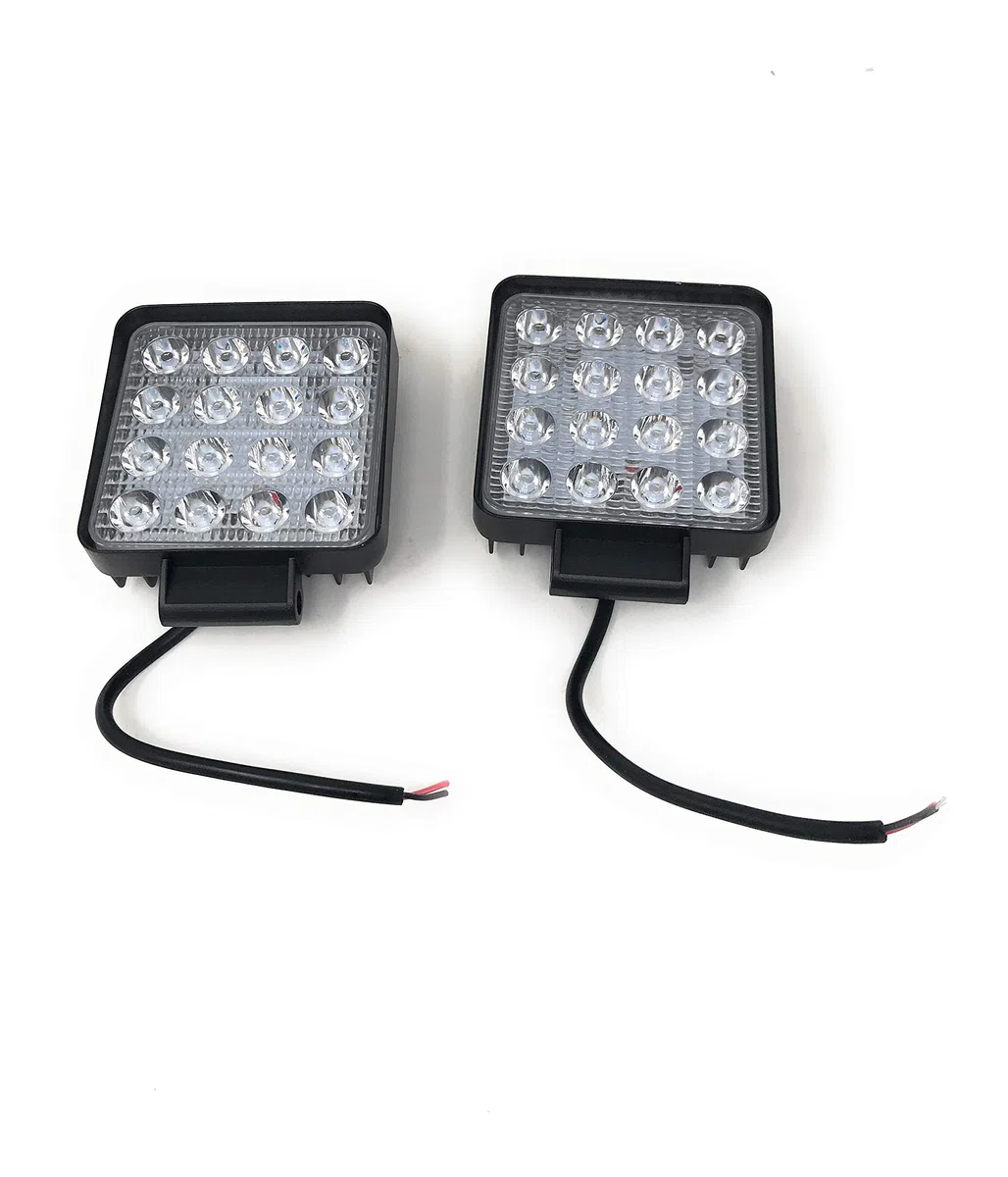 Tempo di Saldi 2 Fari 48W Quadrato, Faretto Led da Lavoro, 16 Led da 3W, di Profondità, Auto, Barca, Multicolore, 2 Pezzi