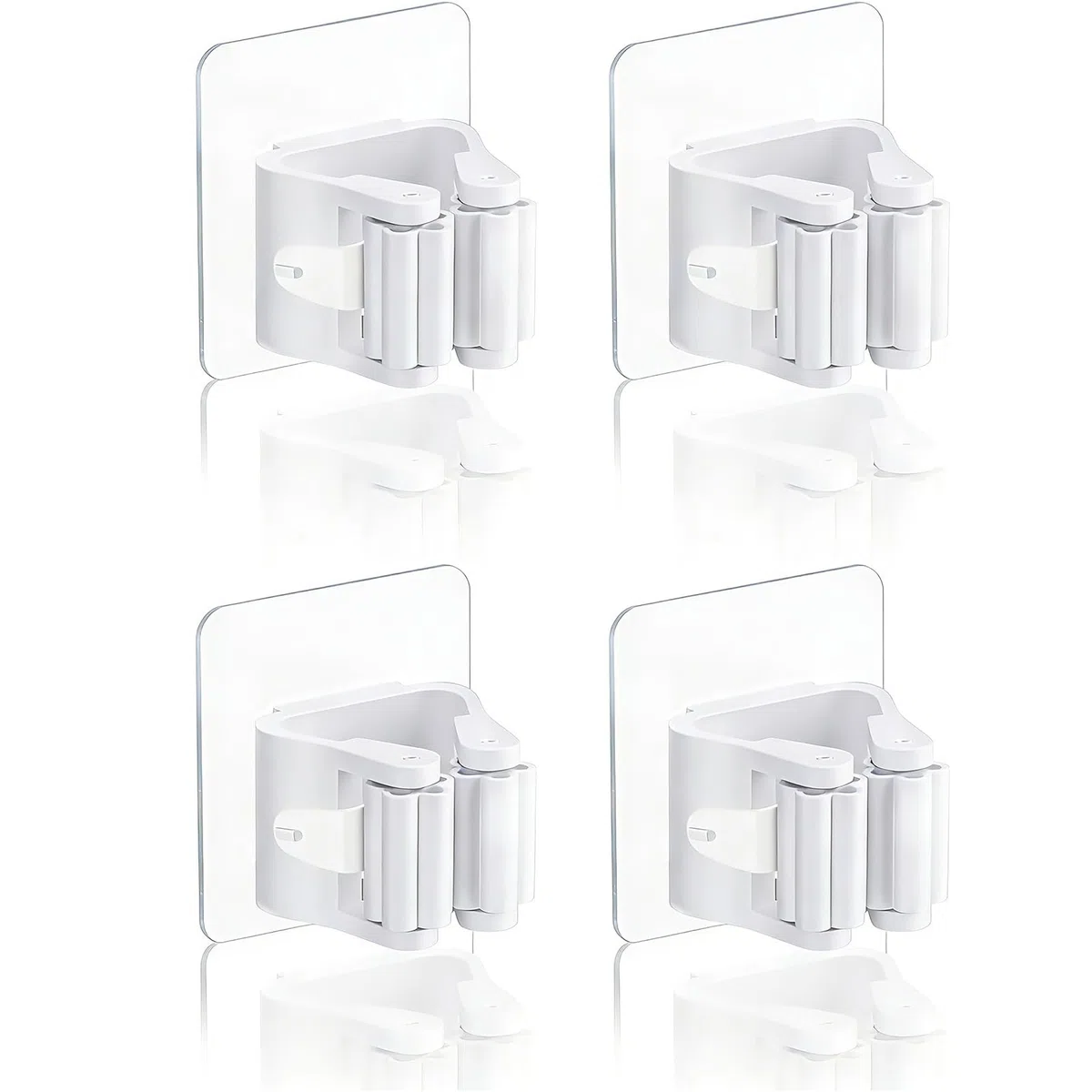 4 Pezzi Porta Scope Parete, Appendi Scope a Muro, Portascope da Muro, Nessuna Foratura Richiesta, Adatto per Cucina, Bagno, Giardino, Garage