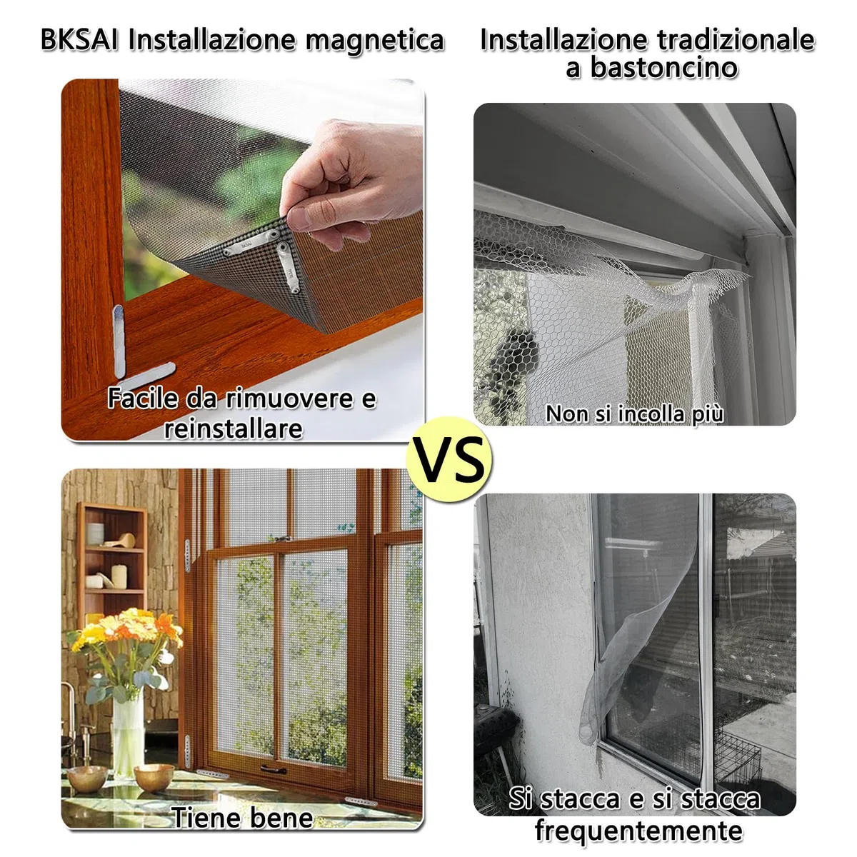 BKSAI Magneti per Zanzariera Clip Magneti Adesivi per Rete da interno e da esterno Set di magneti senza trapano per zanzariera (accessori di fissaggio, accessori 12PCS)