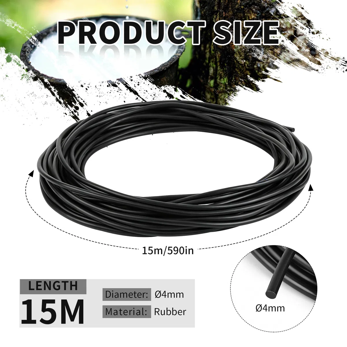 15 Metri Nastro Tenuta Gomma Espansa Diametro 4mm Gomma Cordone di Tenuta Rotonda Cordone Sigillante Nero per Giunti per Sigillatura delle Cuciture di Porte Finestre