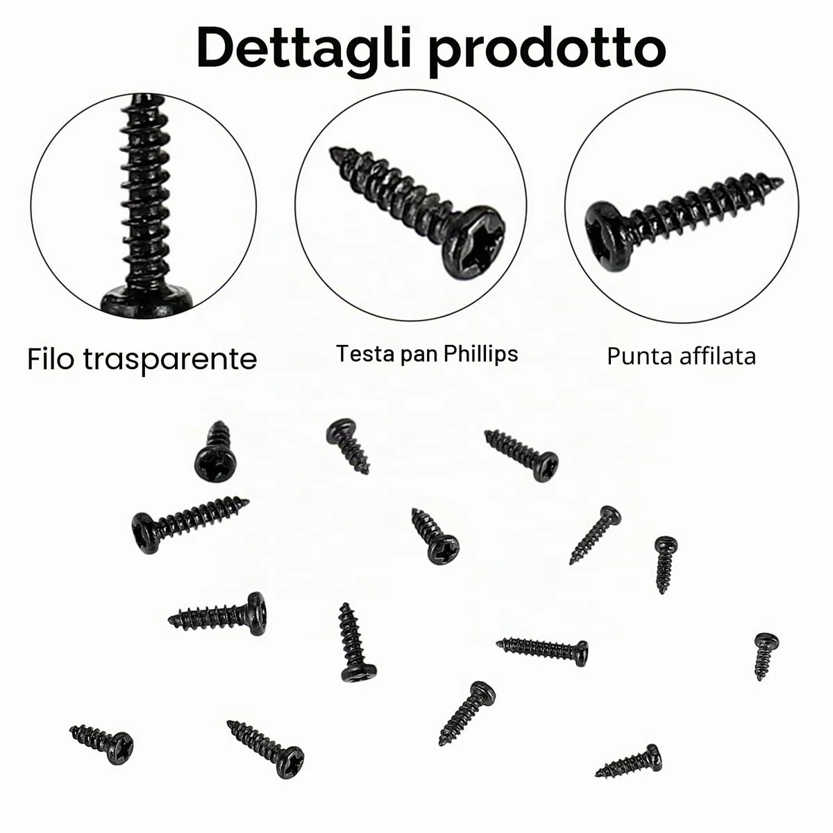 750 pezzi piccole viti a croce a testa tonda, mini viti autofilettanti 15 tipi M1 M1.2 M1.4 M1.5 M1.7 nero - micro viti di riparazione elettronica, per telefoni occhiali da polso.