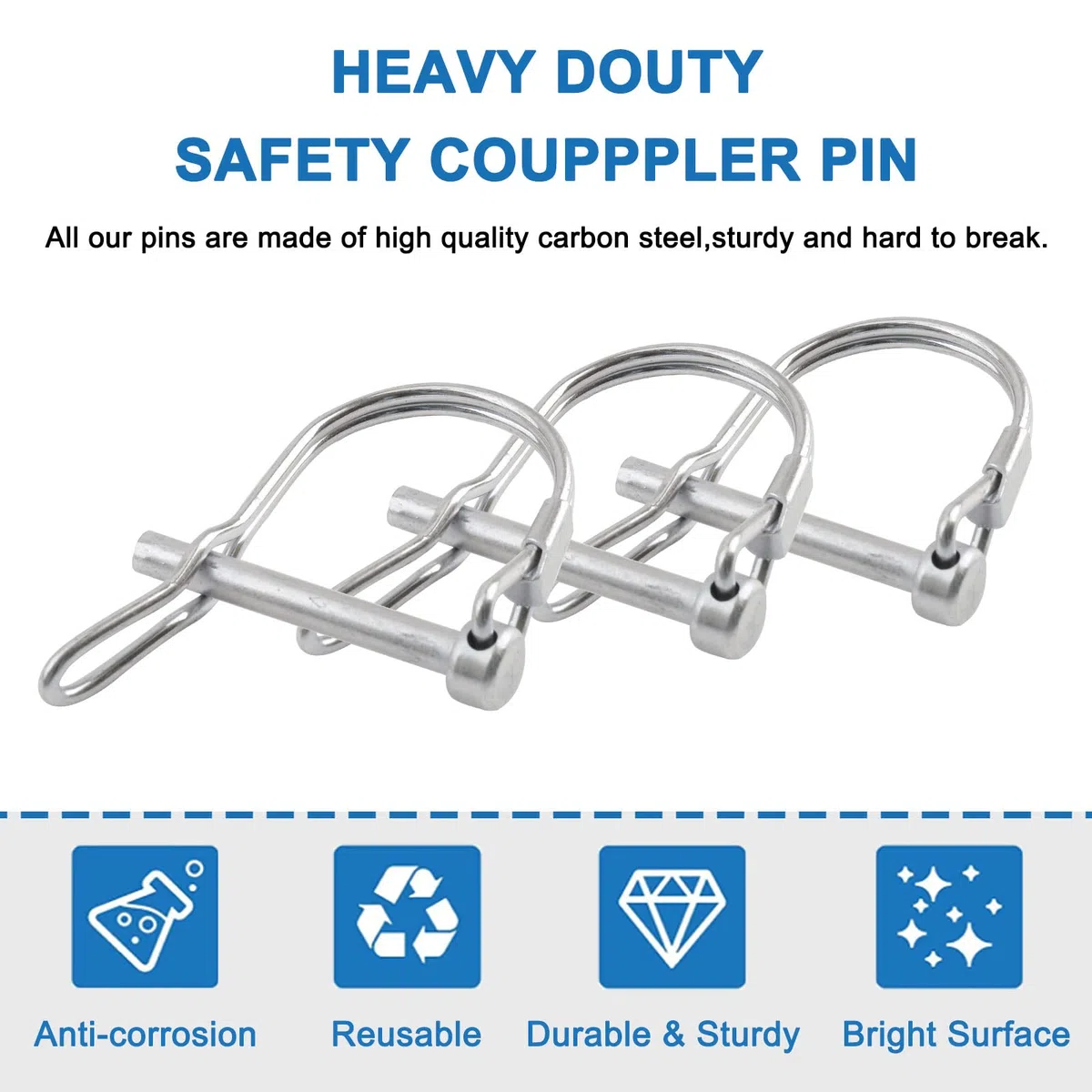 INCREWAY Perno di bloccaggio, 4PCS 5 * 40mm in acciaio al carbonio, perno di bloccaggio del rimorchio perno di bloccaggio perno di bloccaggio per pista fattoria prato
