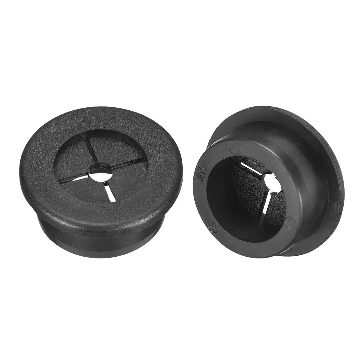 QUARKZMAN 2pz Passacavo per Scrivania, 1 Pollici (25mm) Passacavo in Gomma Flessibile Copertura Foro Filo per Organizzatore Cavi Scrivania Computer, Nero