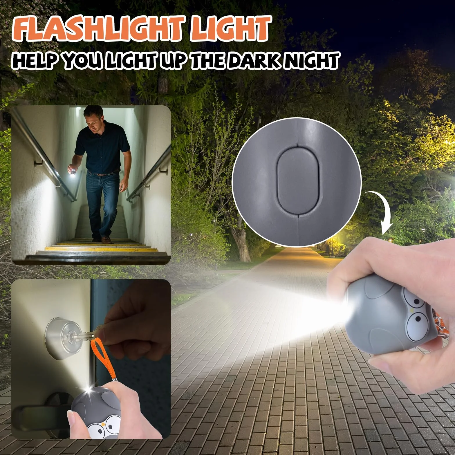 Qoosea 2 allarmi personali con allarme tascabile da 130 dB di emergenza, allarme di sicurezza personale, portachiavi con luce a LED, per bambini e donne anziane