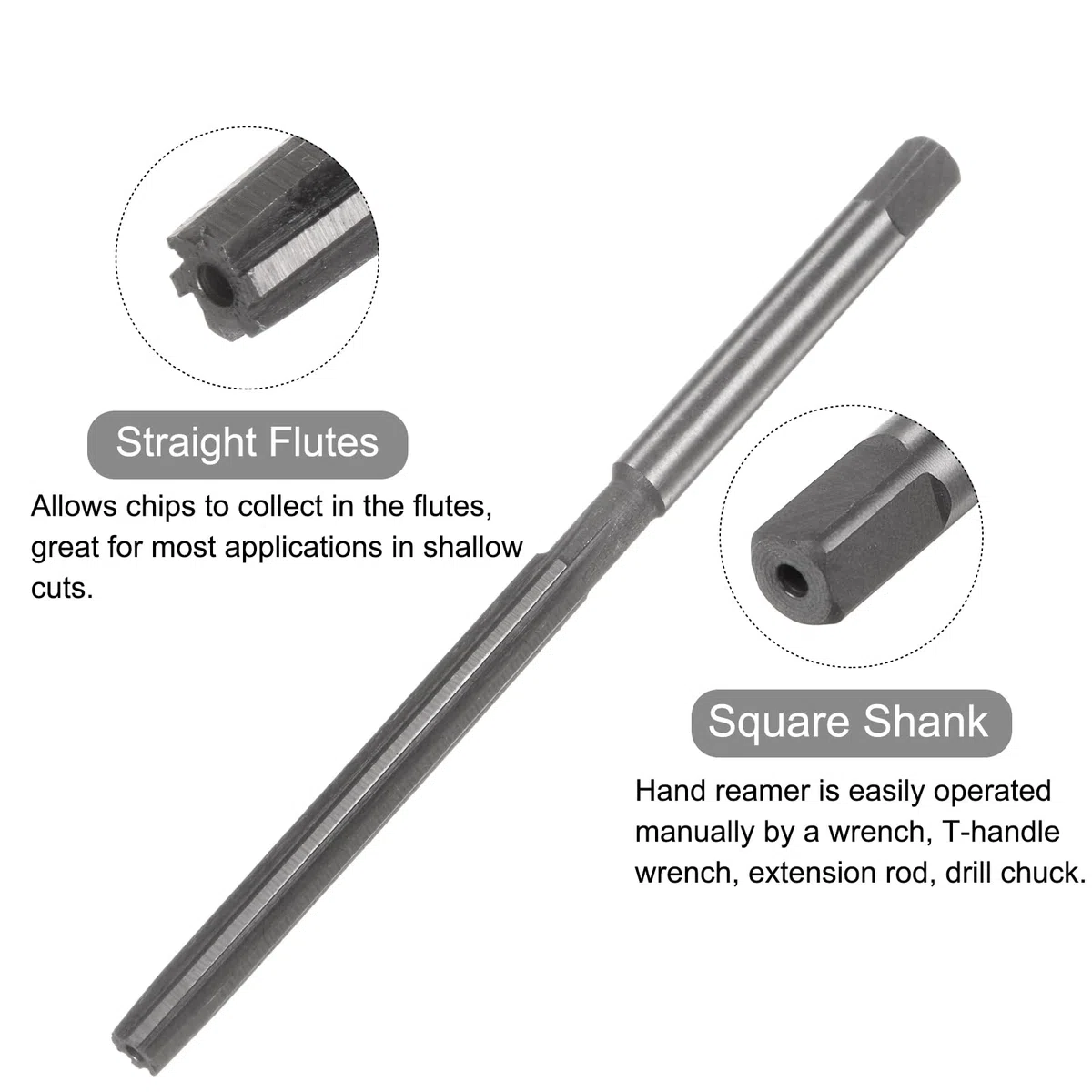 QUARKZMAN Alesatori a Mano, 5mm H7 Punta Trapano Alesatore Metrico per Alesatura Fori in Metallo Legno, Flauto Dritto in Acciaio ad Alta Velocità (HSS) Strumento