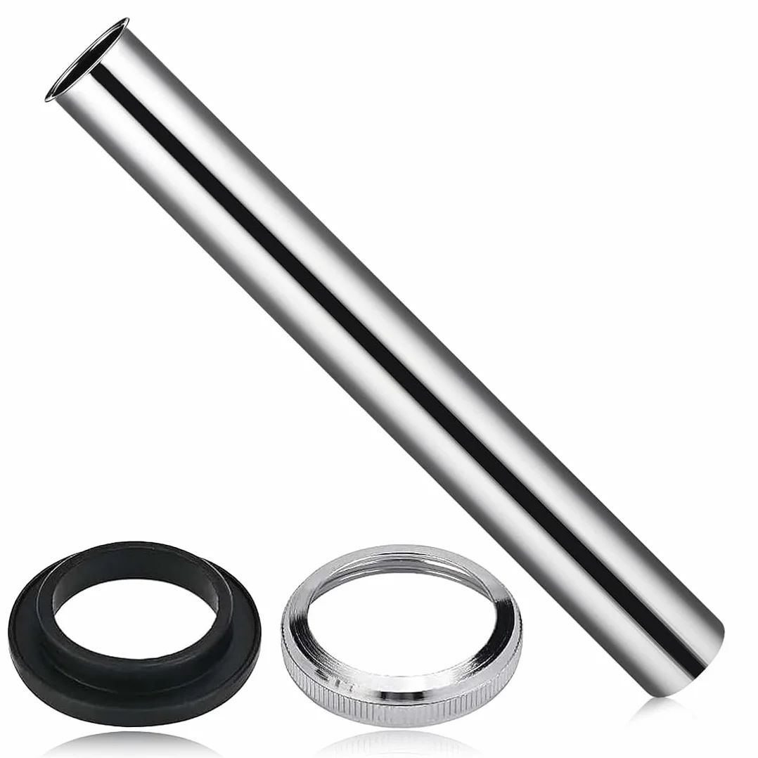 GXGM Tubo Di Prolunga Per Scarico Lungo 300 Mm,Sifone Lavabo Bagno, Scarico Lavandino Bagno, Tubo Di Prolunga Per Scarico Cromato Per Scarico Del Lavabo (Dado, Rondella Di Tenuta In Gomma)
