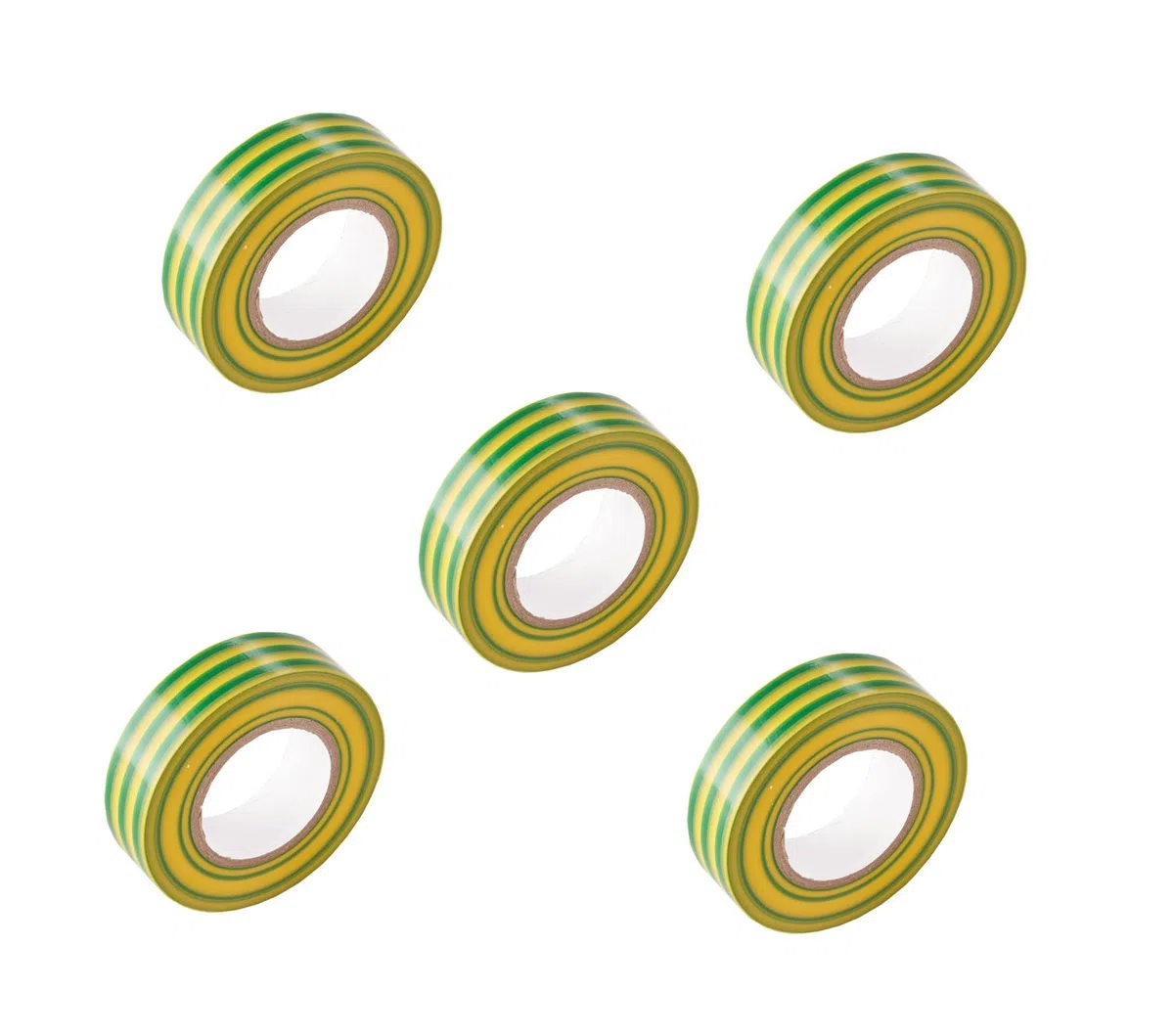 Mivos 5 Pezzi Nasto Isolante in PVC per Isolamento Elettrico/Verde, Giallo/Nastro Adesivo Isolante Elettrico 19 mm x 10 m/Nasto Sigillante Impermeabile Per Progetti Di Cablaggio E Riparazioni