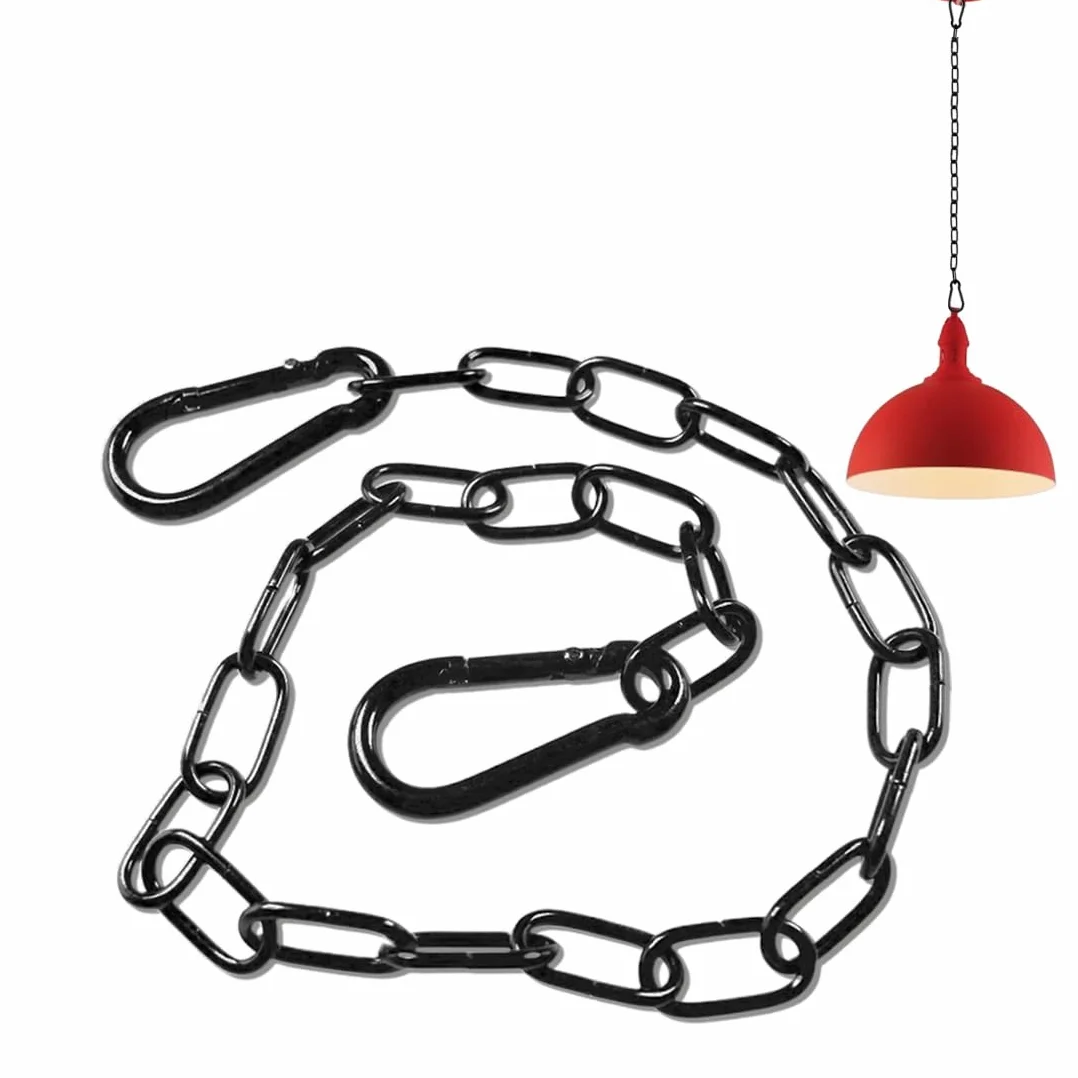Catena in acciaio inox, catena in acciaio nero, 0,6 m, in acciaio inox, catena a maglie con moschettone, catena in acciaio inox, per porte di recinzione, cancelli da giardino,Appendere la recinzione