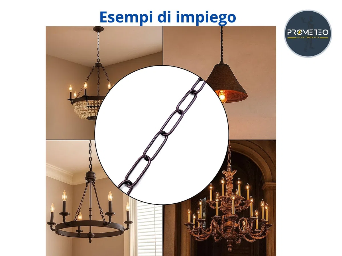2mt catena bronzo per lampadario Filo 3,8mm Dimensioni anello 45 x 20mm