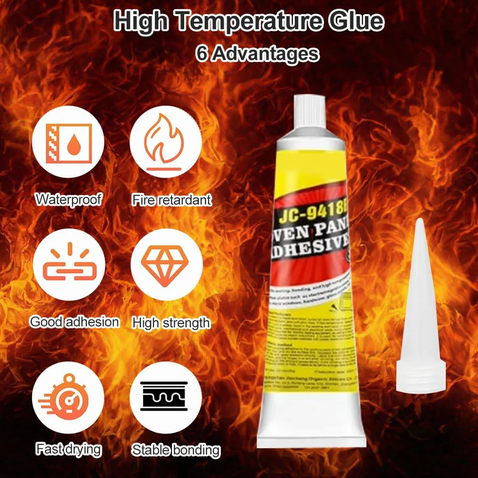 Colla Alte Temperature,100ml Silicone Alta Temperatura,Silicone Alte Temperature Nero,Sigillante Alte Temperature,Indurimento Rapido, Adatto per Sigillante Alta Temperatura per Caminetti,Forni,Auto
