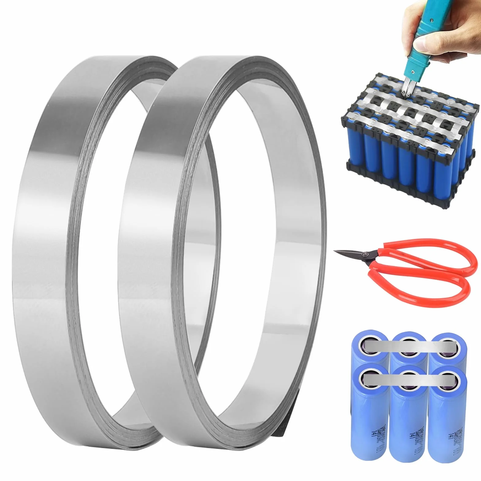 20m Nastro In Nichel, 8 x 0,12mm Striscia di Nichel Puro con Alta Conduttività, Saldature a Punti per Piattina Nickel per 18650 Batterie, Nichel Striscia per Lavorazioni Artigianali (10M/Rotolo)