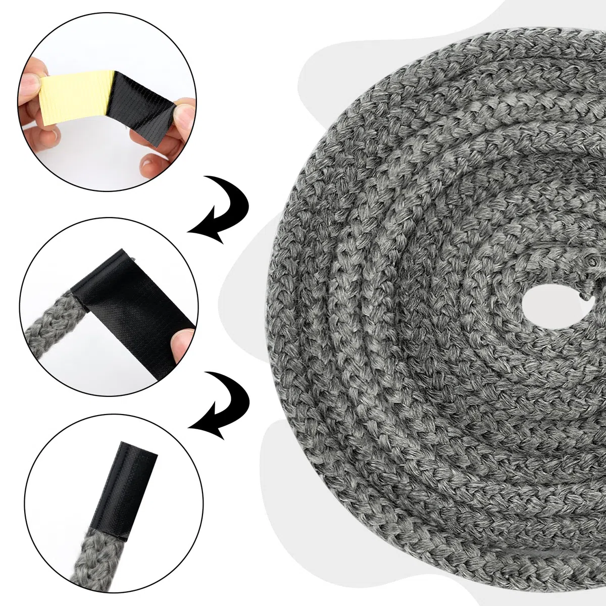 Guarnizione per Porta Stufa 6 mm x 3 meter, Guarnizione Camino Guarnizione Stufa a Legna Fibra di Vetro Corda Ignifuga per Stufa Camini Forno, Caldaia Resistente Fino a 450-550℃