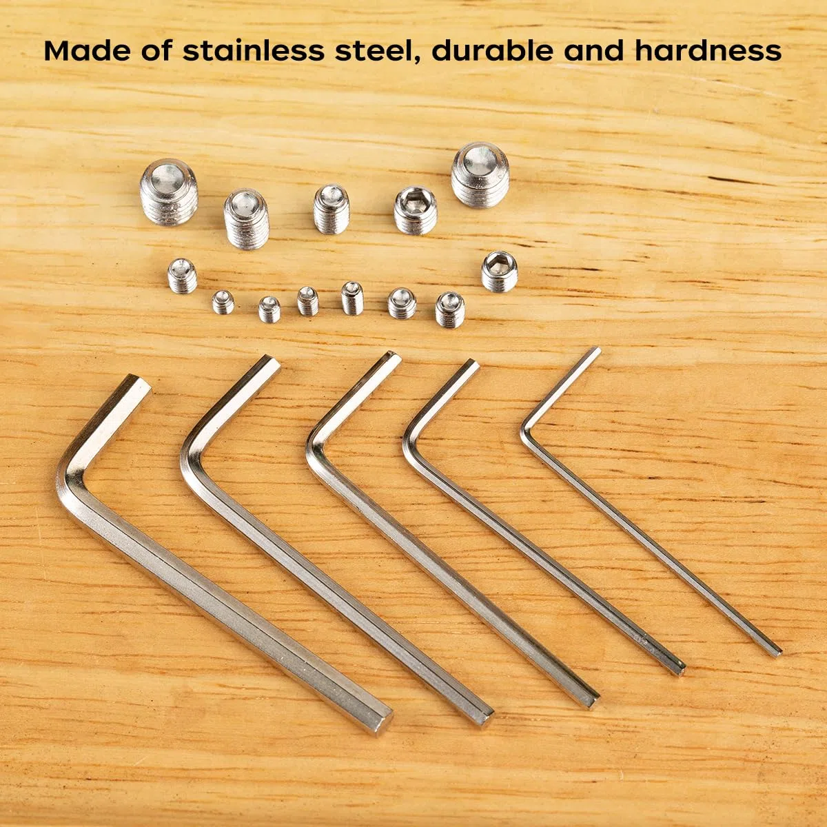 Set assortimento da 250 viti senza testa, grani con chiave a brugola, viti a testa esagonale per maniglie delle porte, rubinetto – M3/M4/M5/M6/M8