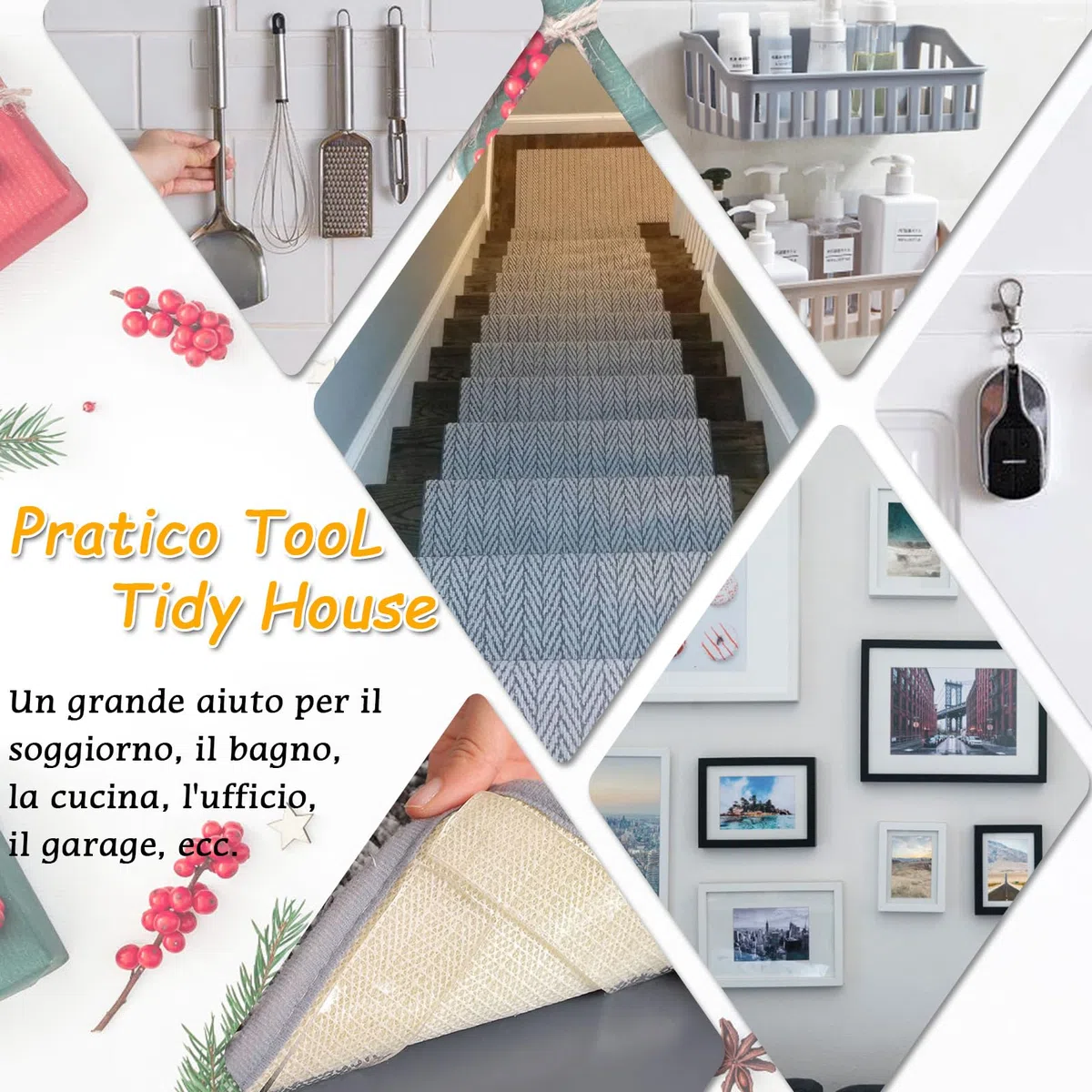 Nastro Biadesivo Extra Forte, Multifunzione Adesivo non Lascia Tracce Riutilizzabile e Lavabile, Per Foto Tappeti e Oggetti (3 metri x 3cm x 2mm)