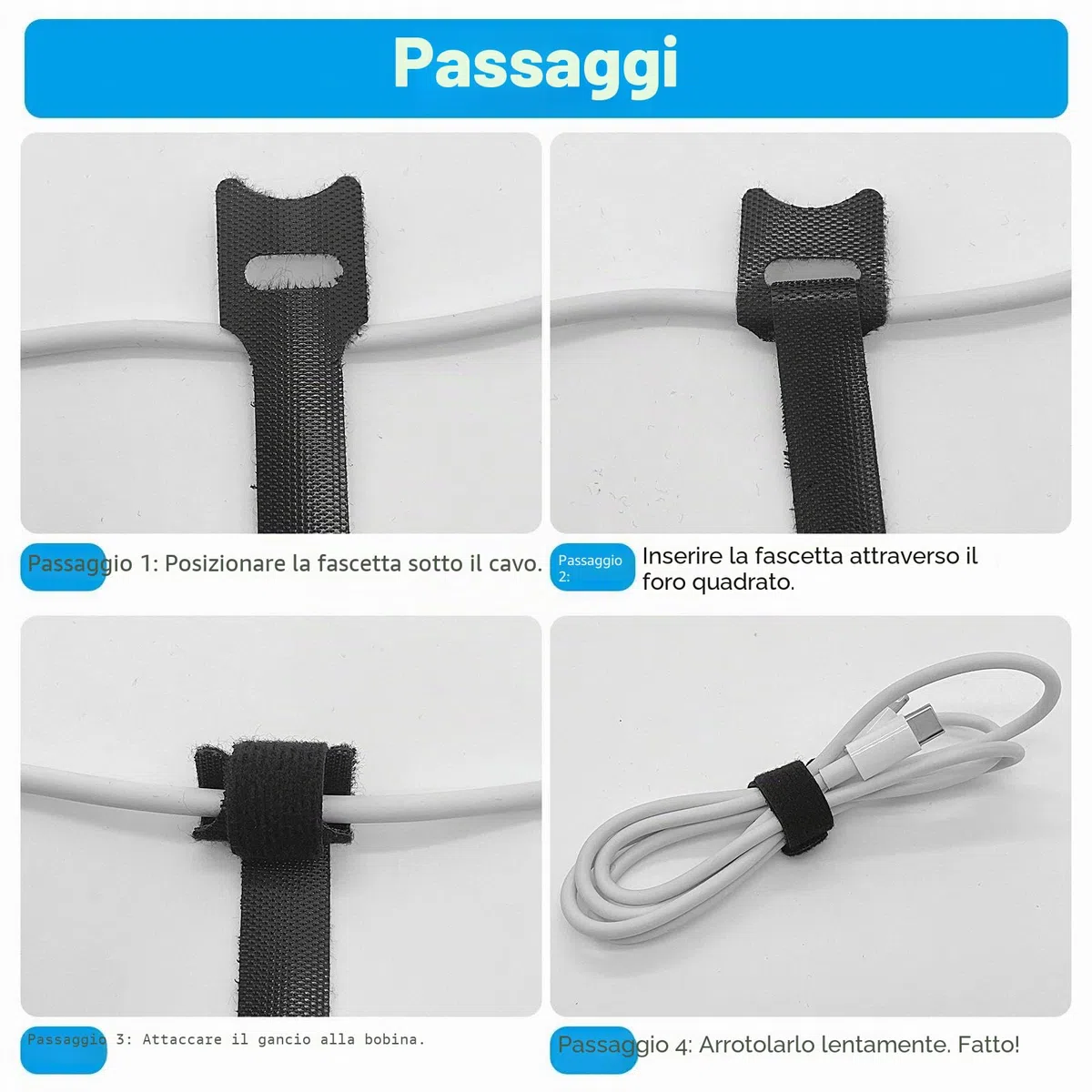 Fascette Cavi Riutilizzabili in Nylon, 70 Pezzi Stringicavo Regolabili 150 x 12 mm, Nylon Fascette Elettricista Cinturino con Hook e Loop, Ideali per Gestione Cavi Casa Ufficio Giardino