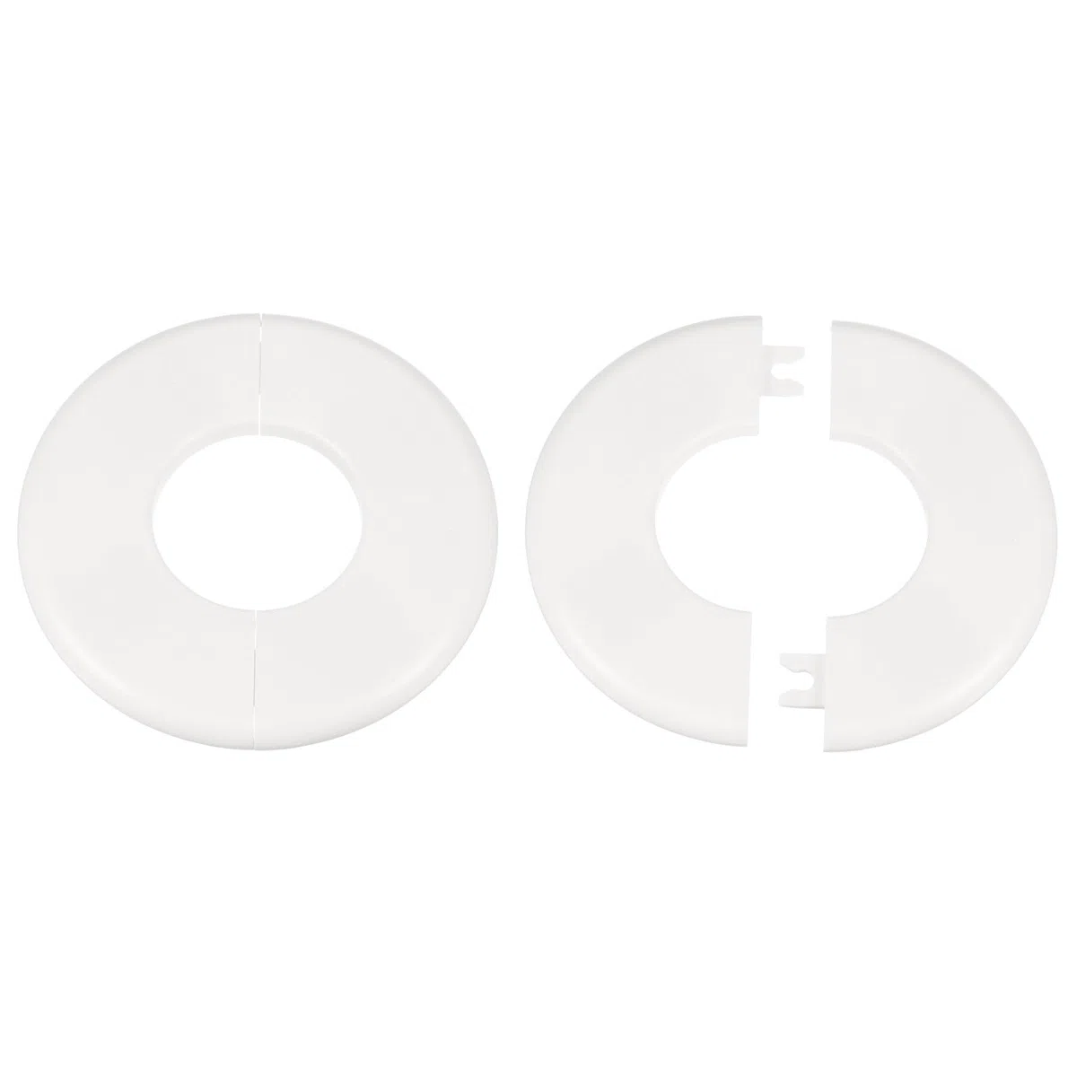 QUARKZMAN 2Pcs Wall Split Flange 44mm/1.7" Autoadesivo Piastre Di Copertura Idrauliche ABS Plastica Piastra Scutetto Rotonda Design A Fibbia Per Tubi Acqua Decorazione Bagno Cucina Bianco