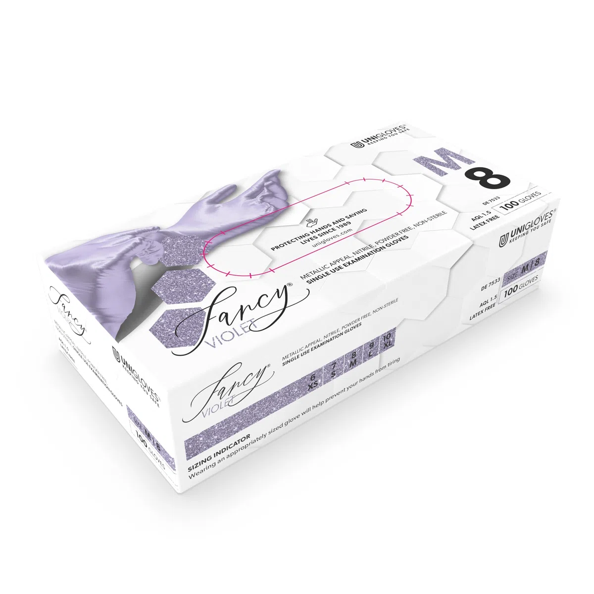 UNIGLOVES Guanti Usa E Getta, Guanti Monouso Non Sterili, Senza Lattice, Senza Talco, Viola, S