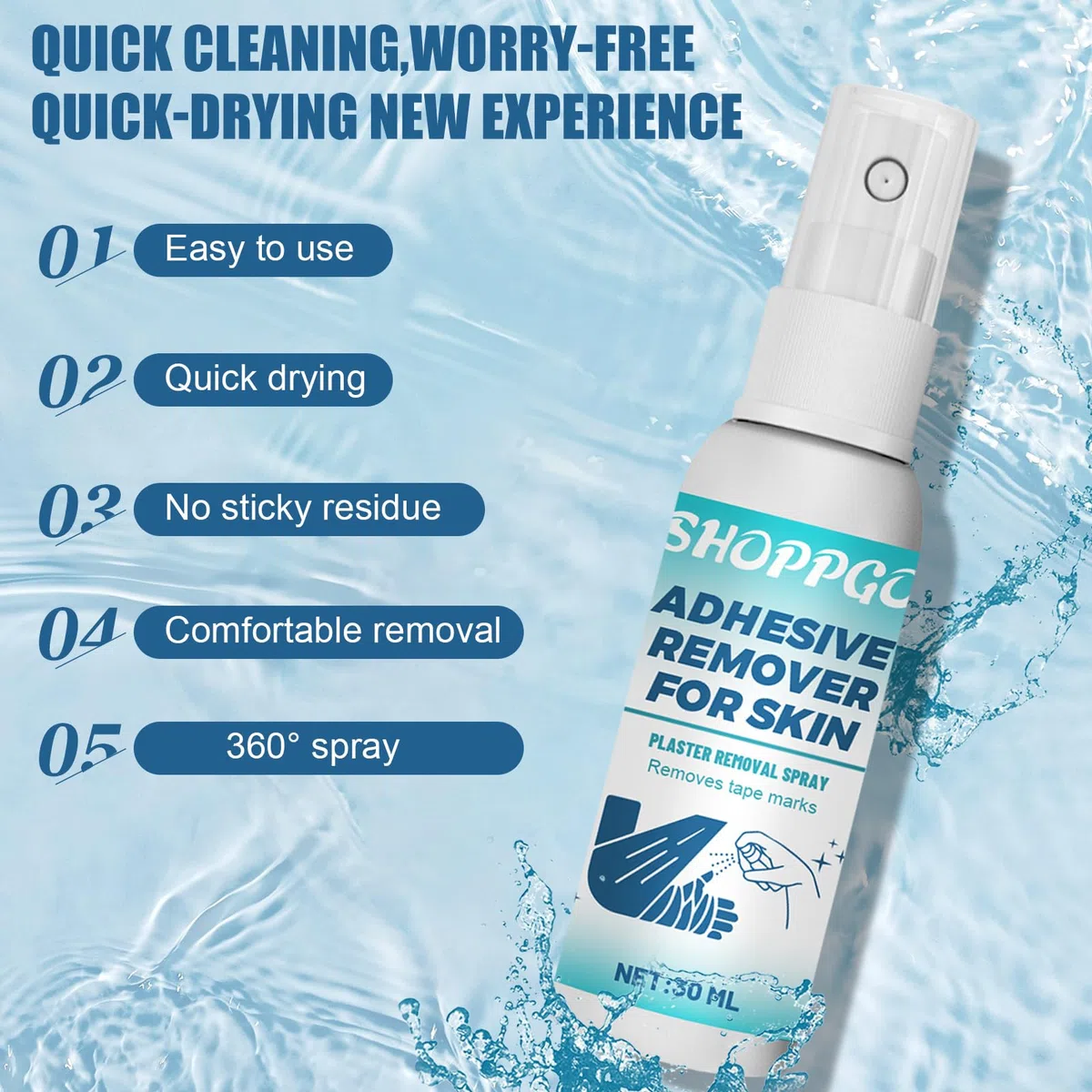 Spray Rimuovi Cerotti Medicali, Medical Adhesive Remover, Cerotto Spray Remover Adesivo Cerotti, Rimuovi Colla Adesivi per la Rimozione dei Residui di Adesivo da Cerotti e Medicazioni,Silky Touch,30ml