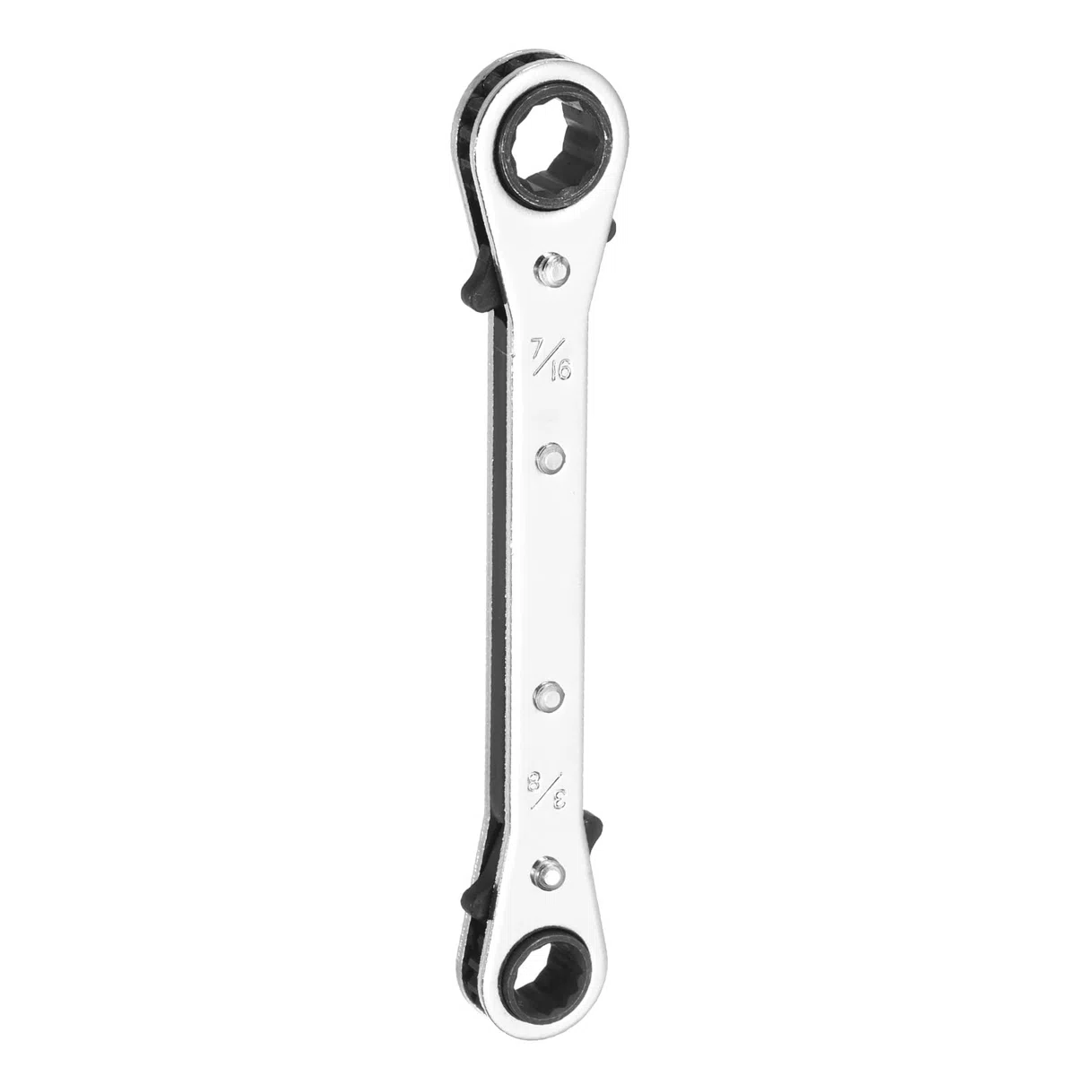 QUARKZMAN Chiave a cricchetto reversibile a doppia testa 3/8" x 7/16" in acciaio CR-V a 180 gradi SAE Doppia testa a 12 punti con 24 denti Regolabile, Argento Grigio