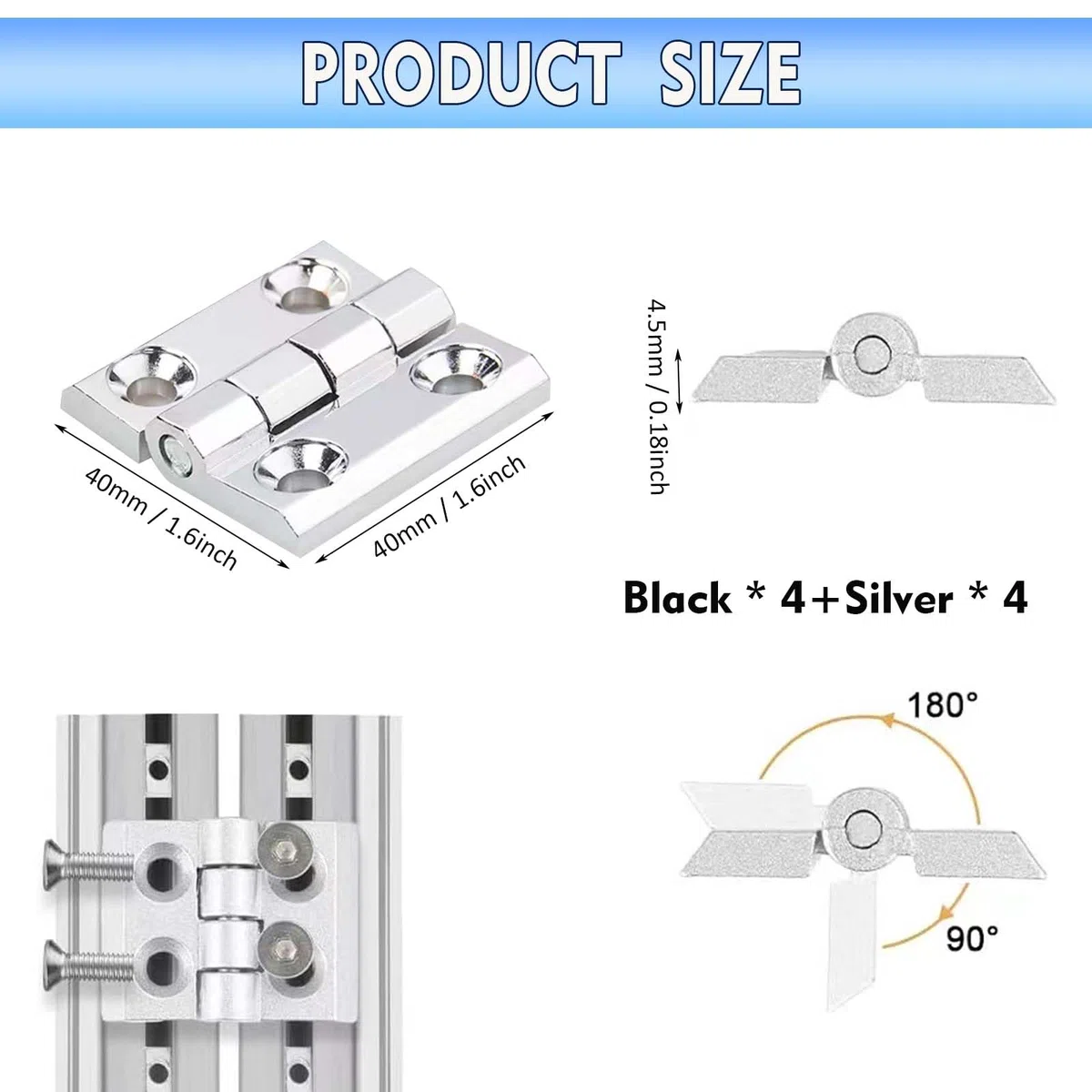 Cerniere，8pcs Cerniere A Testa Premium in Acciaio, Robuste E Resistenti, Perfette per Porte Diverse: Camere da Letto, Porte da Giardino, ECC.
