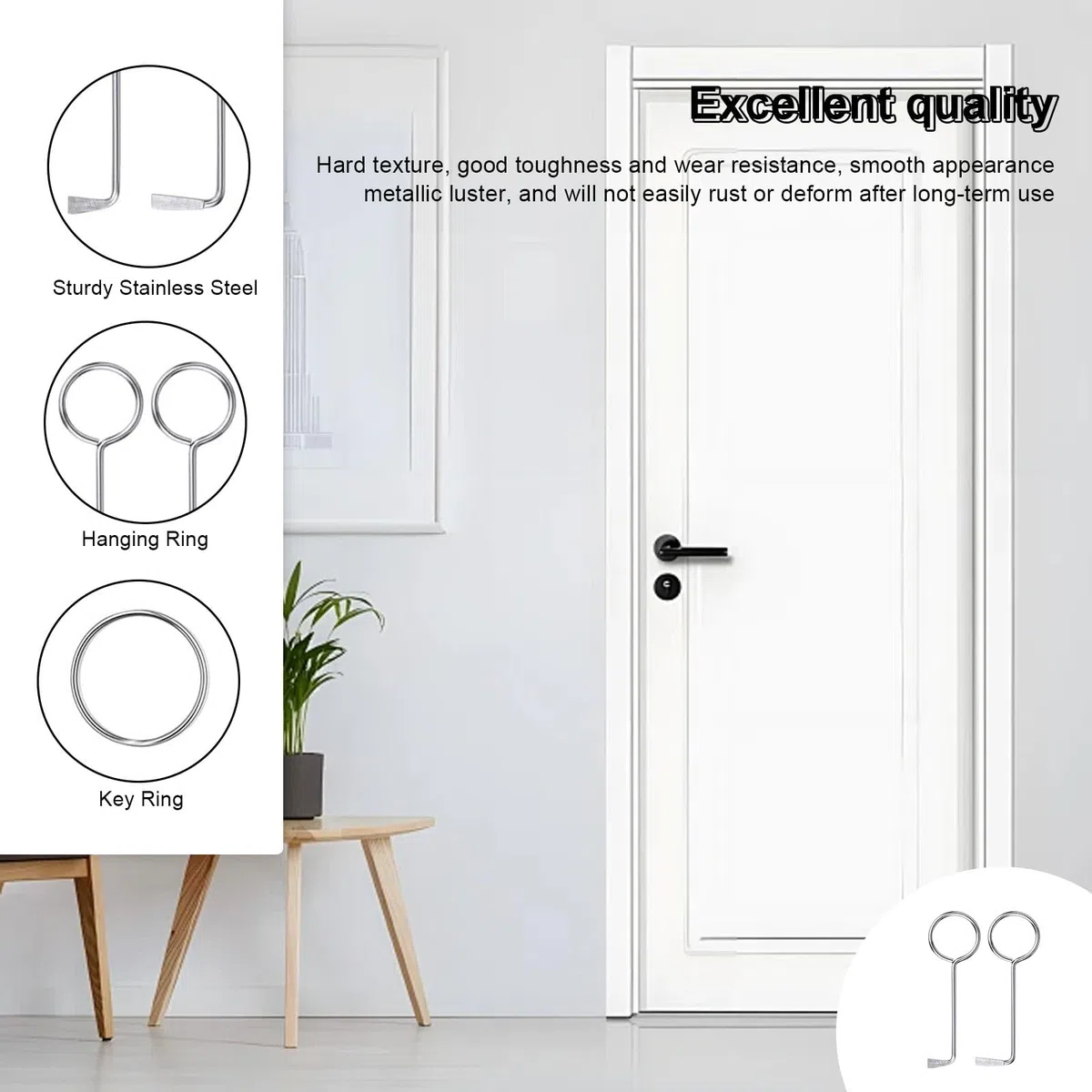 Chiave Universale per Serrature, 2 Pezzi in Acciaio Inossidabile Chiave Passepartout Universale, 2 Specifiche, Portatile Chiave Apriporta Universale, Argento, per Aprire Porte Stanze e Bagno