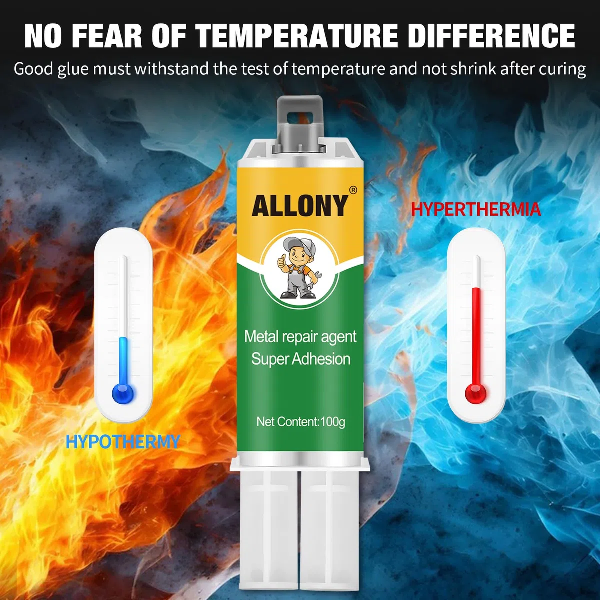 Allony Colla Bicomponente per Metallo, 2 Pezzi Metal Repair Paste, Bicomponente per Metalli, AB Colla Metallica, Pasta per Riparazione Metallo Saldato per Acciaio, Ghisa (100G*2)