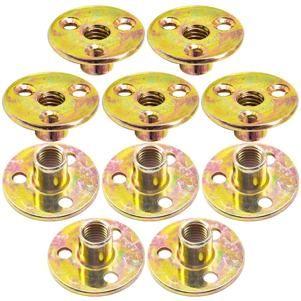 10 Pezzi Dadi Flangiati M10 Dado a T con Foro Bavato Round Base Screw-in T-Nut Fissaggio Della Flangia a Tre Fori per Elettrodomestici e,Mobili (M10/FL-LM)