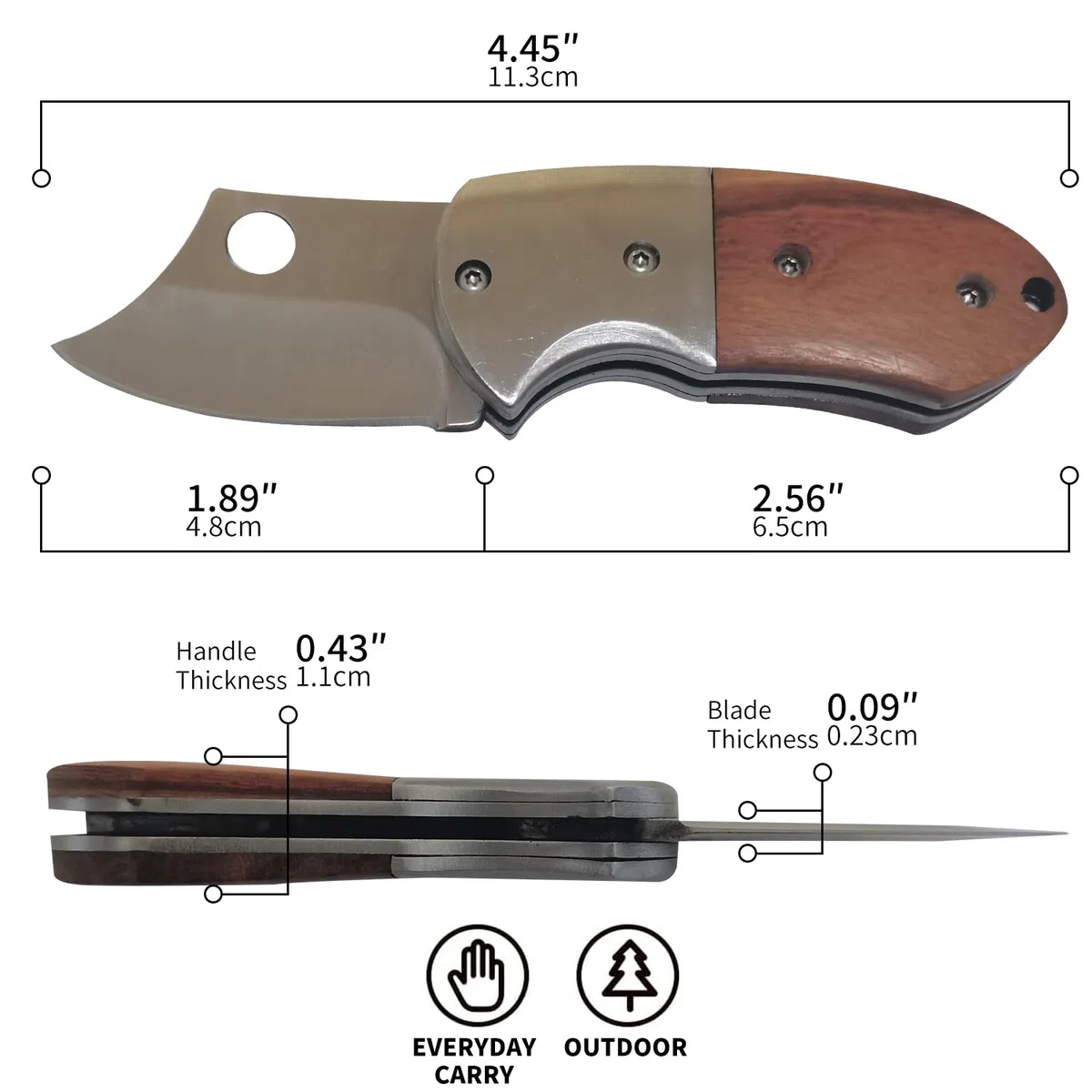 Coltello tascabile multiuso piccolo, coltello pieghevole EDC con lama affilata da 1,89 pollici per campeggio, escursionismo, caccia e fai da te.