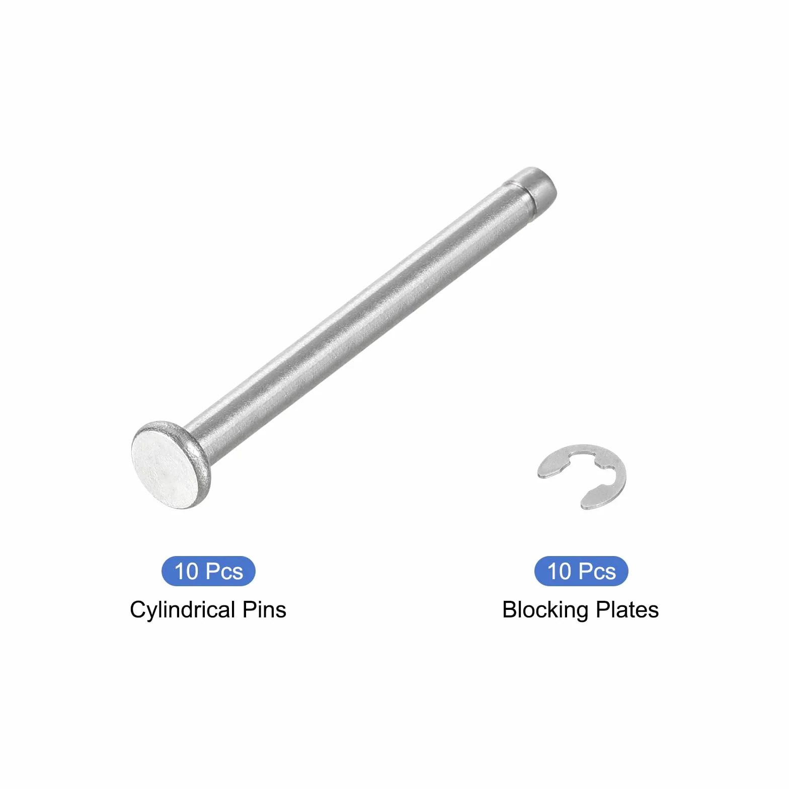 QUARKZMAN 10Set M3x35mm Perno Posizionamento Cilindrico Elastico Albero Acciaio Inossidabile 304, Perno Posizione Cilindro Cerniera Scanalato Testa Piatta con Ring Fissaggio Clip E, Argento