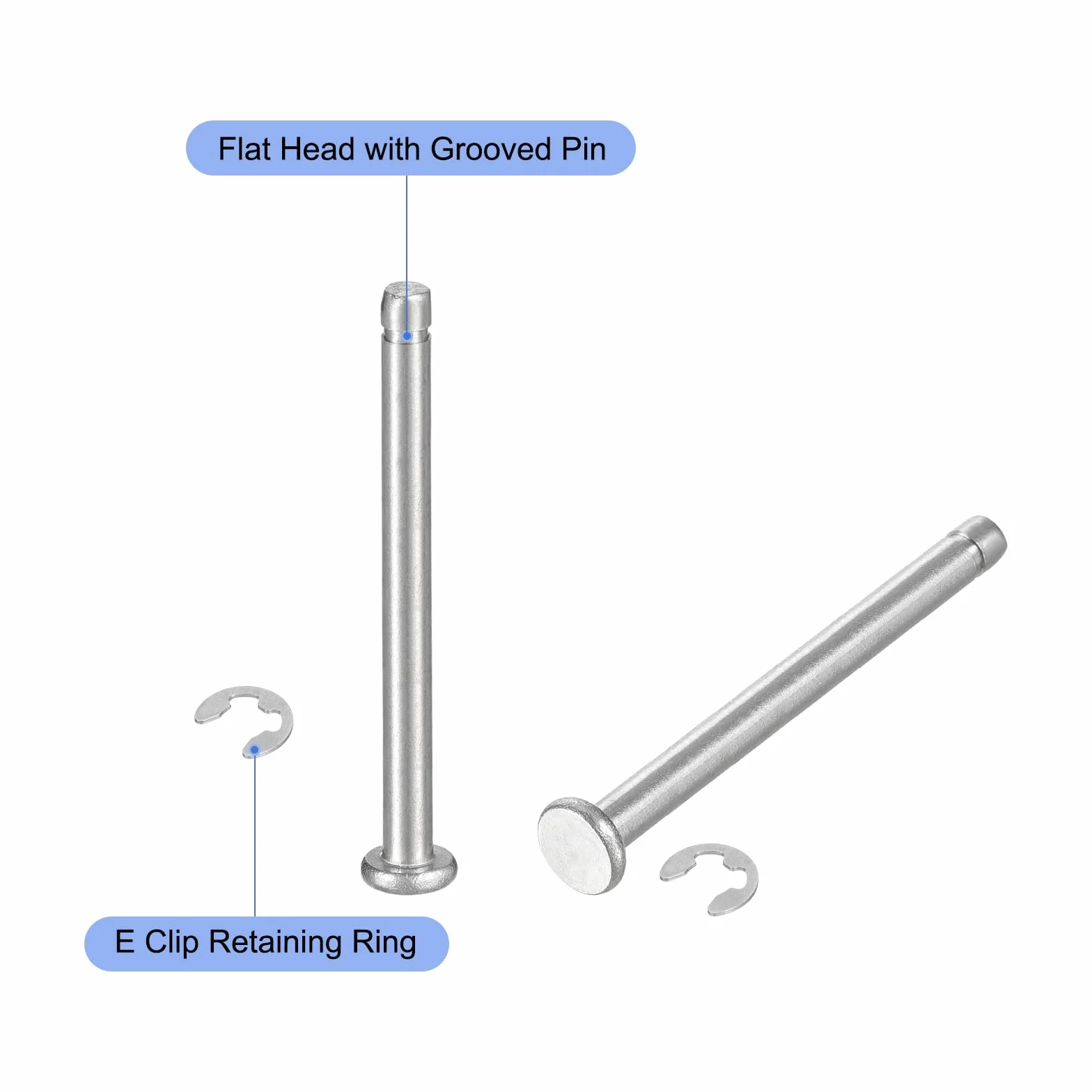 QUARKZMAN 10Set M3x35mm Perno Posizionamento Cilindrico Elastico Albero Acciaio Inossidabile 304, Perno Posizione Cilindro Cerniera Scanalato Testa Piatta con Ring Fissaggio Clip E, Argento