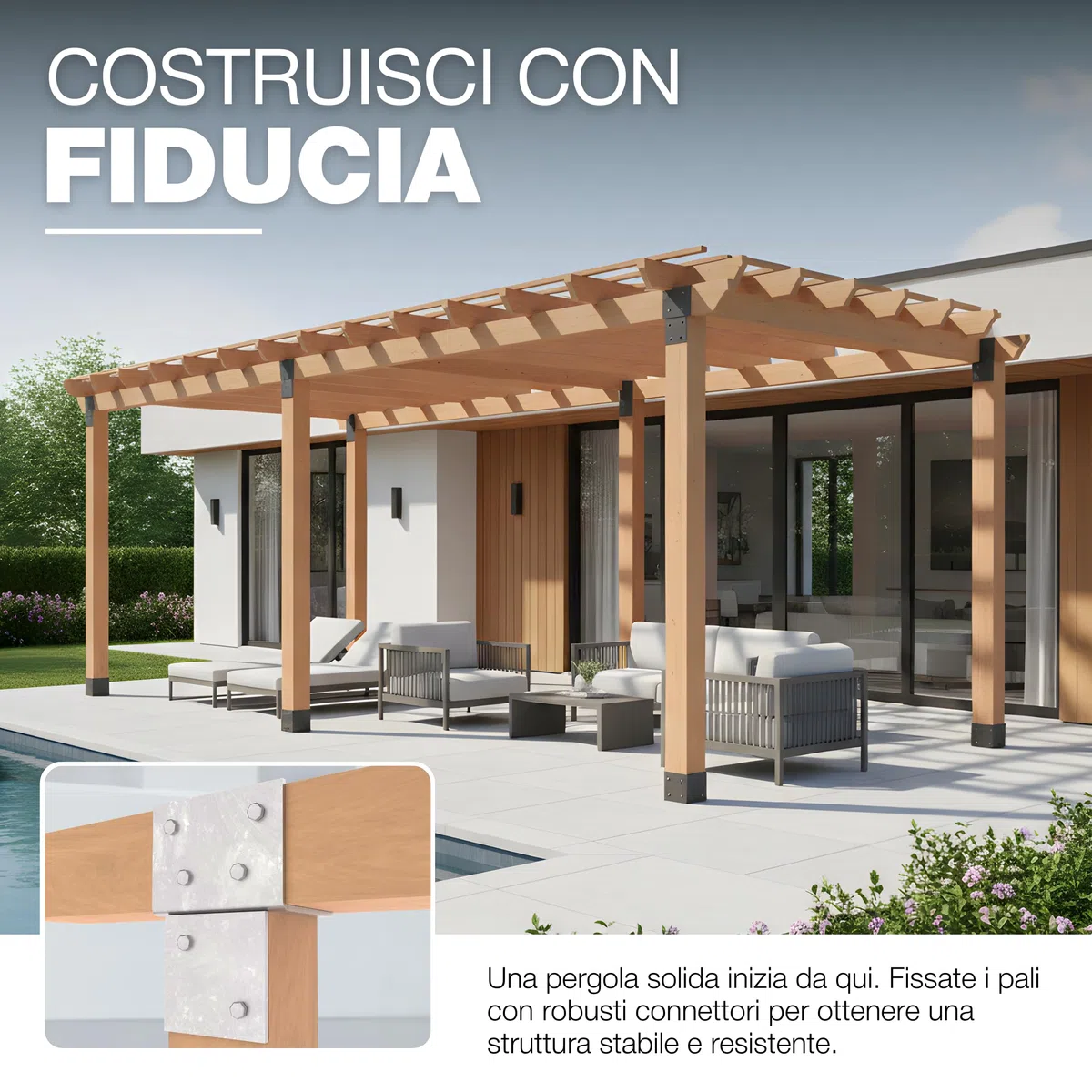 GeZu Impex Connettore a T Legno 91x91mm Zincato a Caldo Staffa di Connessione a T per Muro e Palo per Strutture in Legno