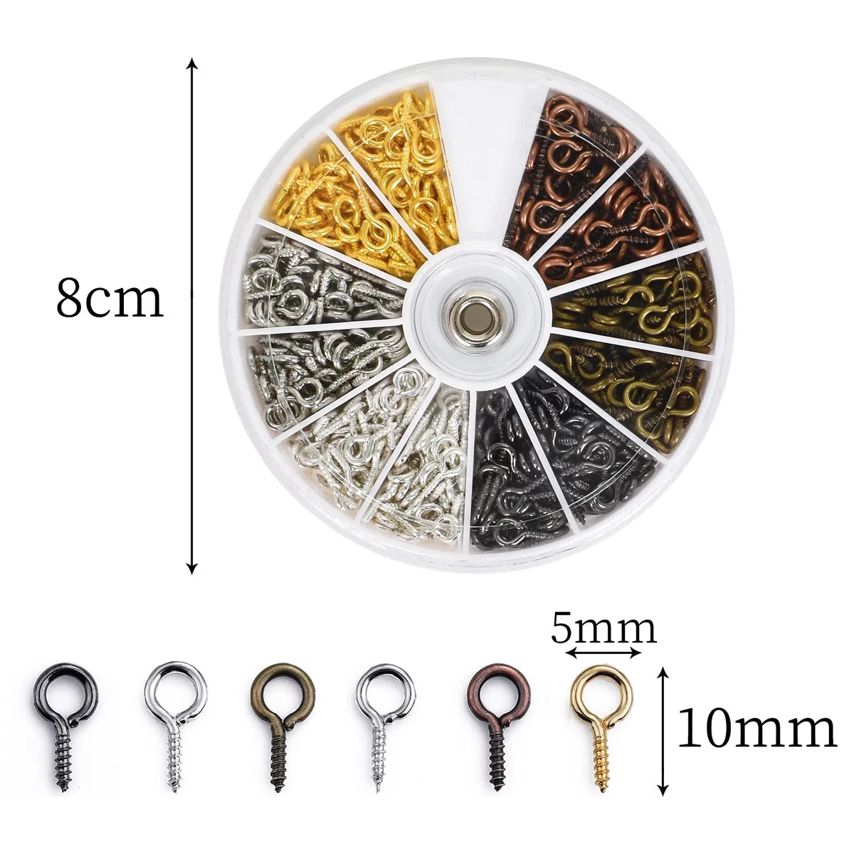 Occhiello a Vite Piccoli, 420 Pezzi Mini Ganci, Viti Filettate, Perno Occhio a Colori Misti per Creazione di Gioielli Artigianato Fai da Te, 5 x 10 mm