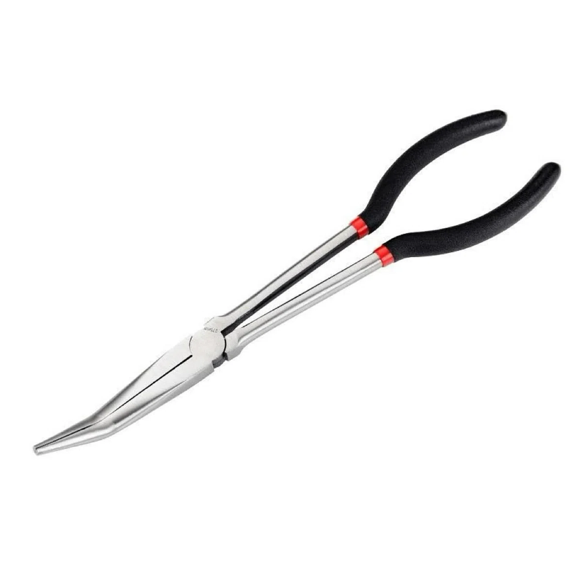 Pinza a Becco Lungo Professionale, Manico Lungo Pinze a Becchi Lunghi Curvo a 25 Gradi in Acciaio al Carbonio per Spazi Stretti, Pesca e Gioielli (280mm Nero)