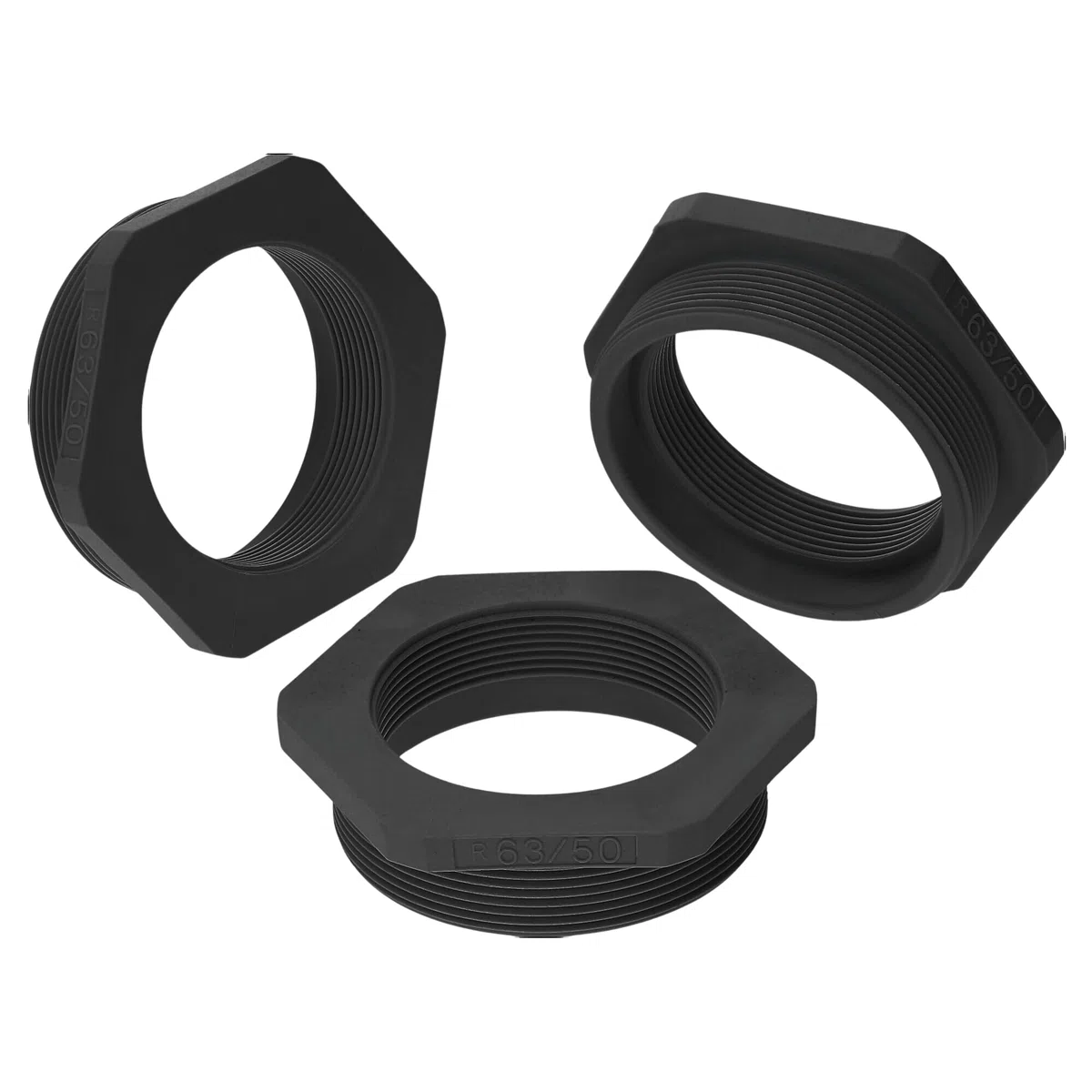 Kalitec G6635010 Riduzione M63/M50 Plastica Nero I Riduttore Passacavo esagonale I M50 Filettatura interna I M63 Filettatura esterna I IP68