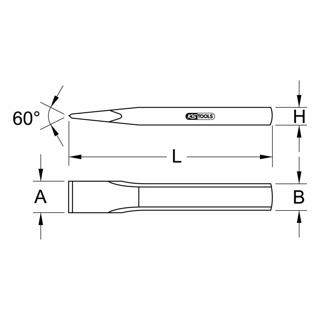 KS Tools 162.0105 Scalpello Piatto per Meccanica, 200 mm, Ovale