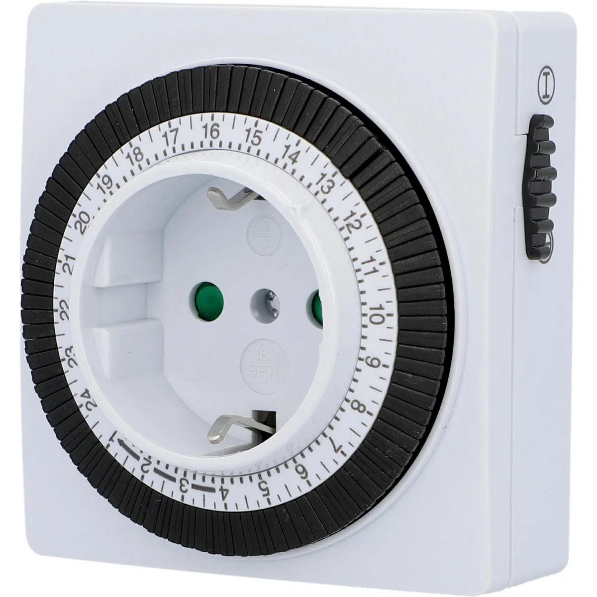 UNITEC Timer giornaliero meccanico per interni IP20 attraente forma quadrata analogica bianca 15 minuti di distanza regolabile