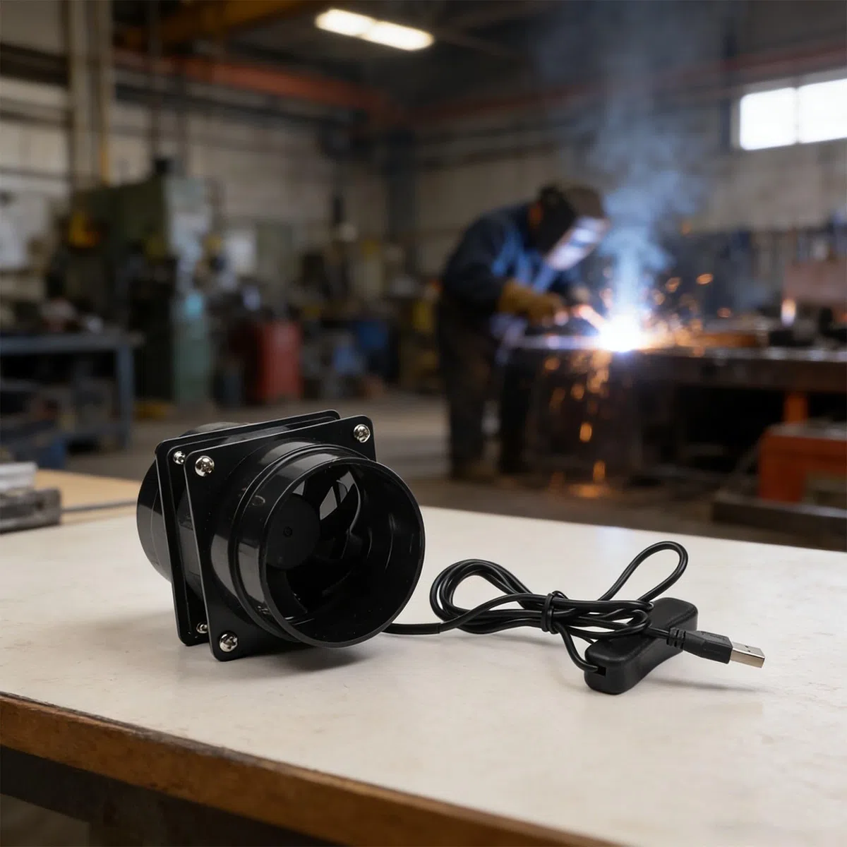 Ventola aspirante di fumo ESD alimentata tramite USB, con velocità regolabile e varie lunghezze dei tubi per migliorare l'aria negli spazi di lavoro elettronici (solo ventola)