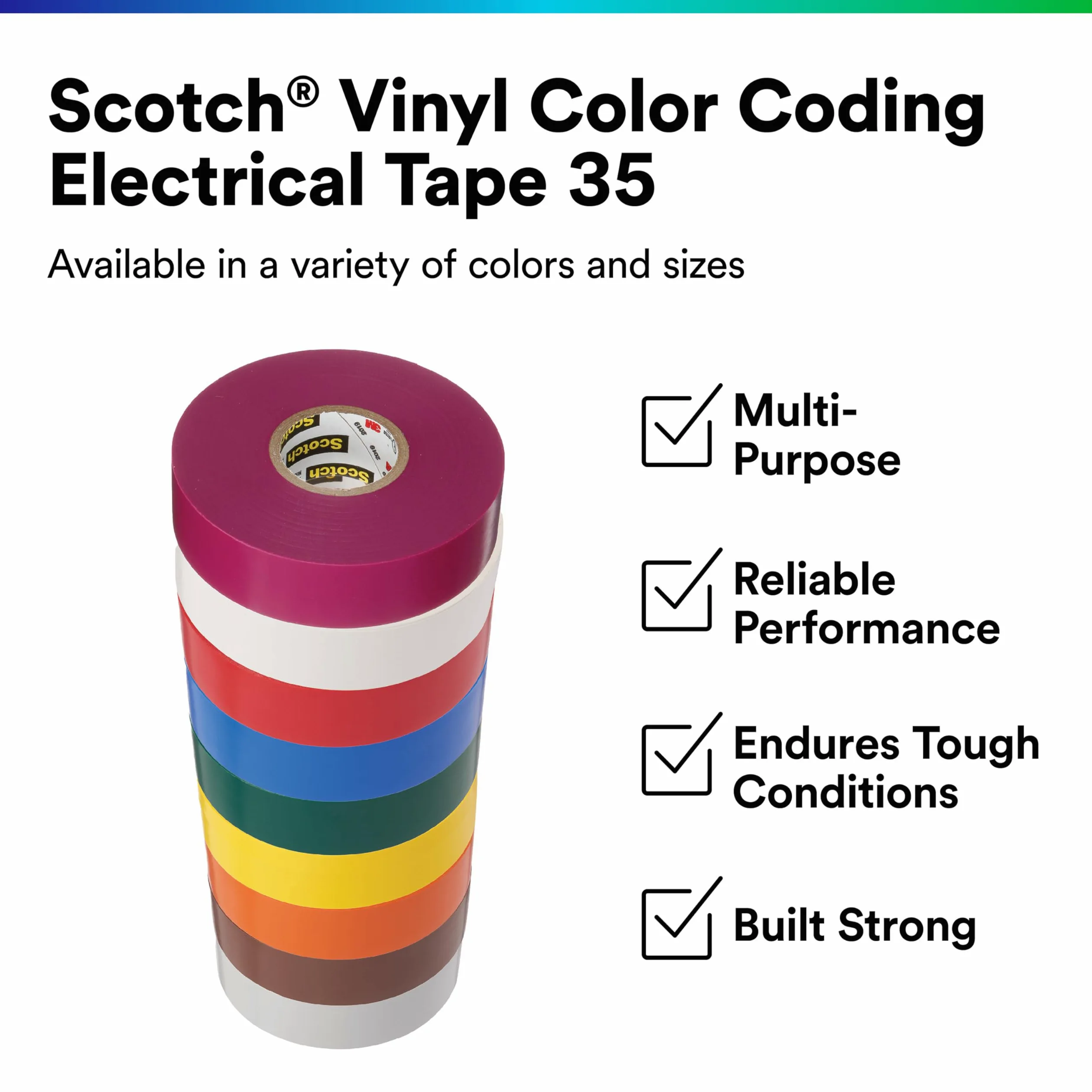3M Scotch 35 Nastro Isolante per Codifica Cavi Elettrici Vinile, 19 mm x 20 m, 1 Rotolo, Verde
