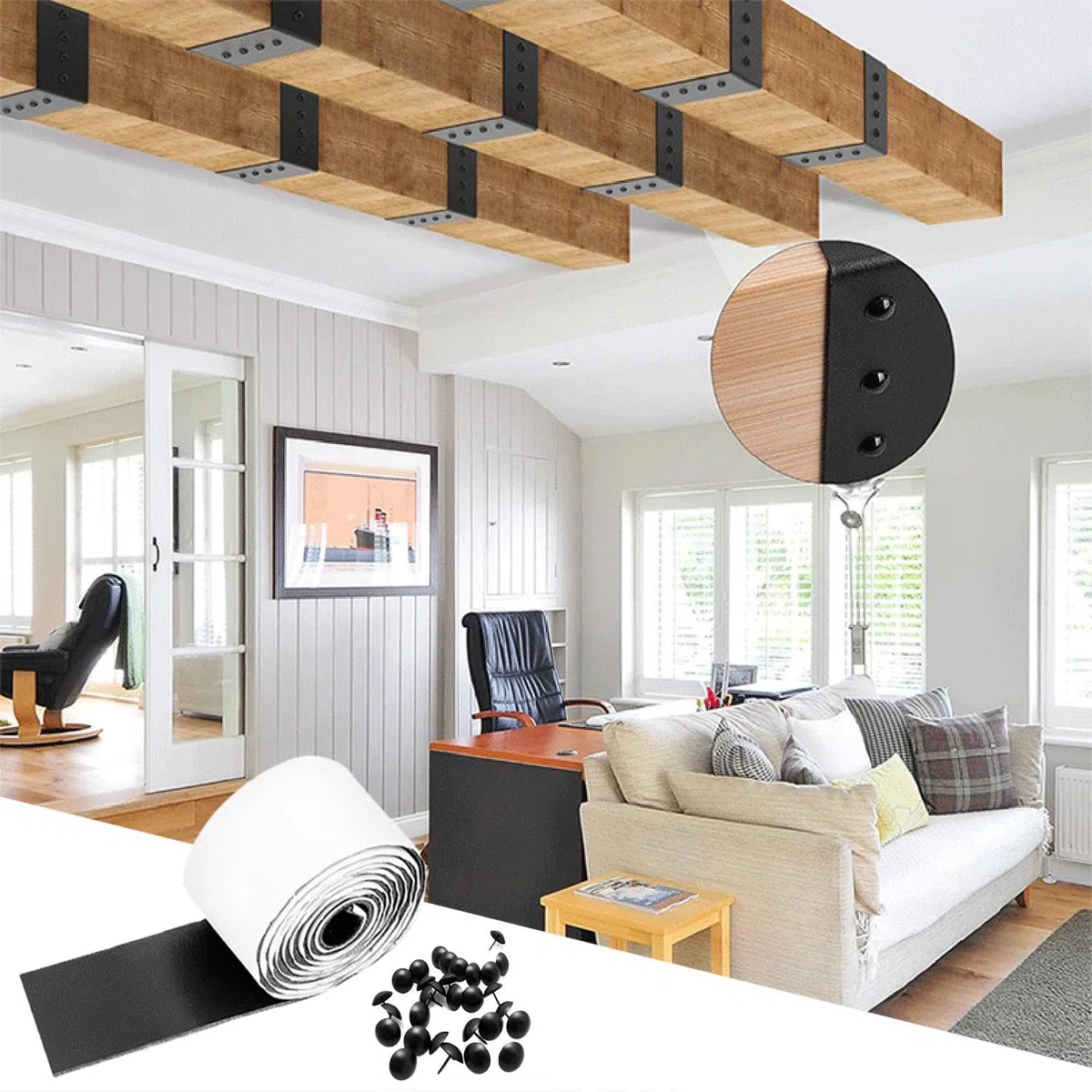 Nastro per travi di legno, nastro adesivo per legno | Nastro adesivo per riparazioni finte, cinturino per nascondere travi in legno | Nastro adesivo flessibile per prodotti architettonici in pelle P