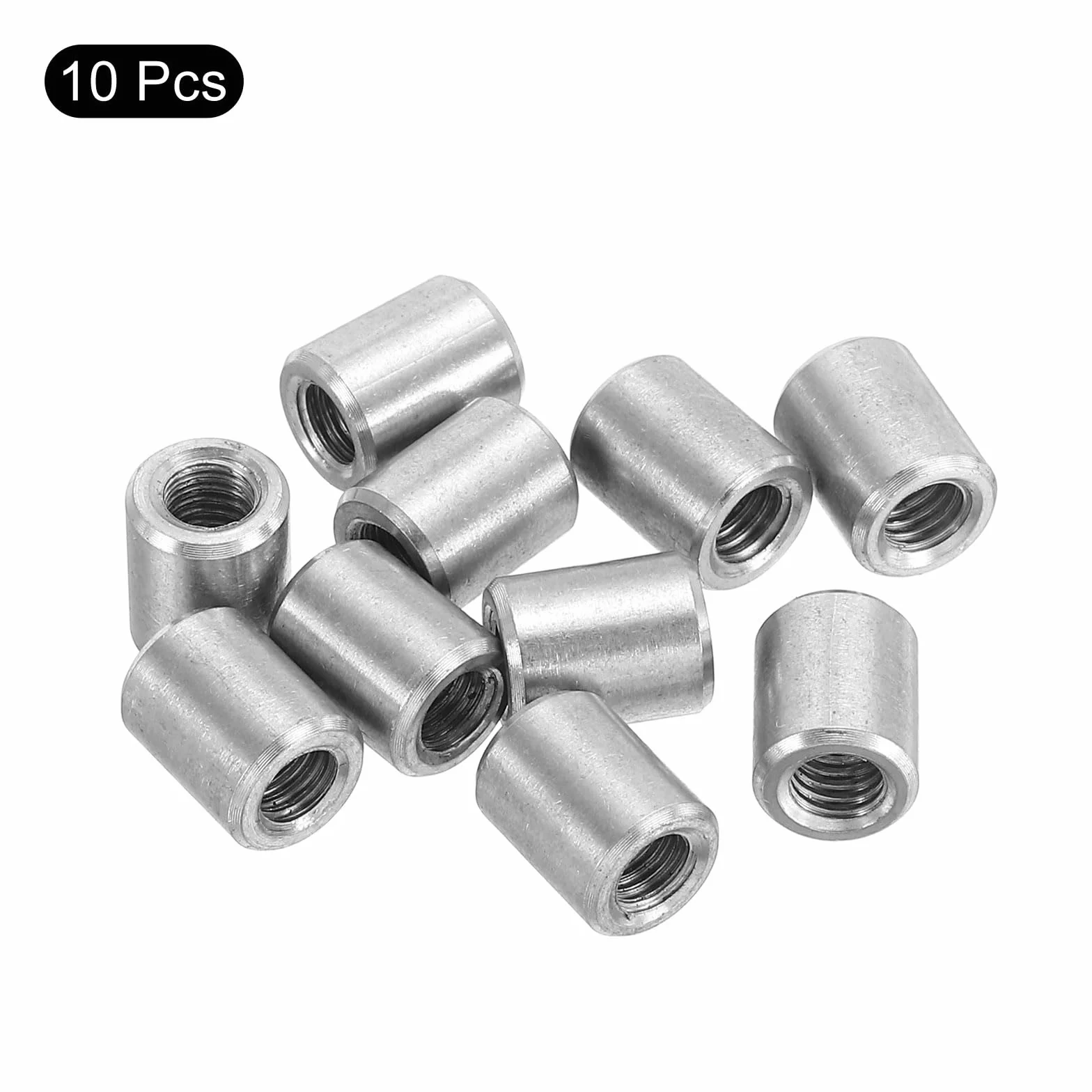 QUARKZMAN 10 dadi di collegamento rotondi M5, in acciaio inox 304, 10 mm/0,39", lunghezza manicotto, dado per staffa, M5 x 10 x 8 mm