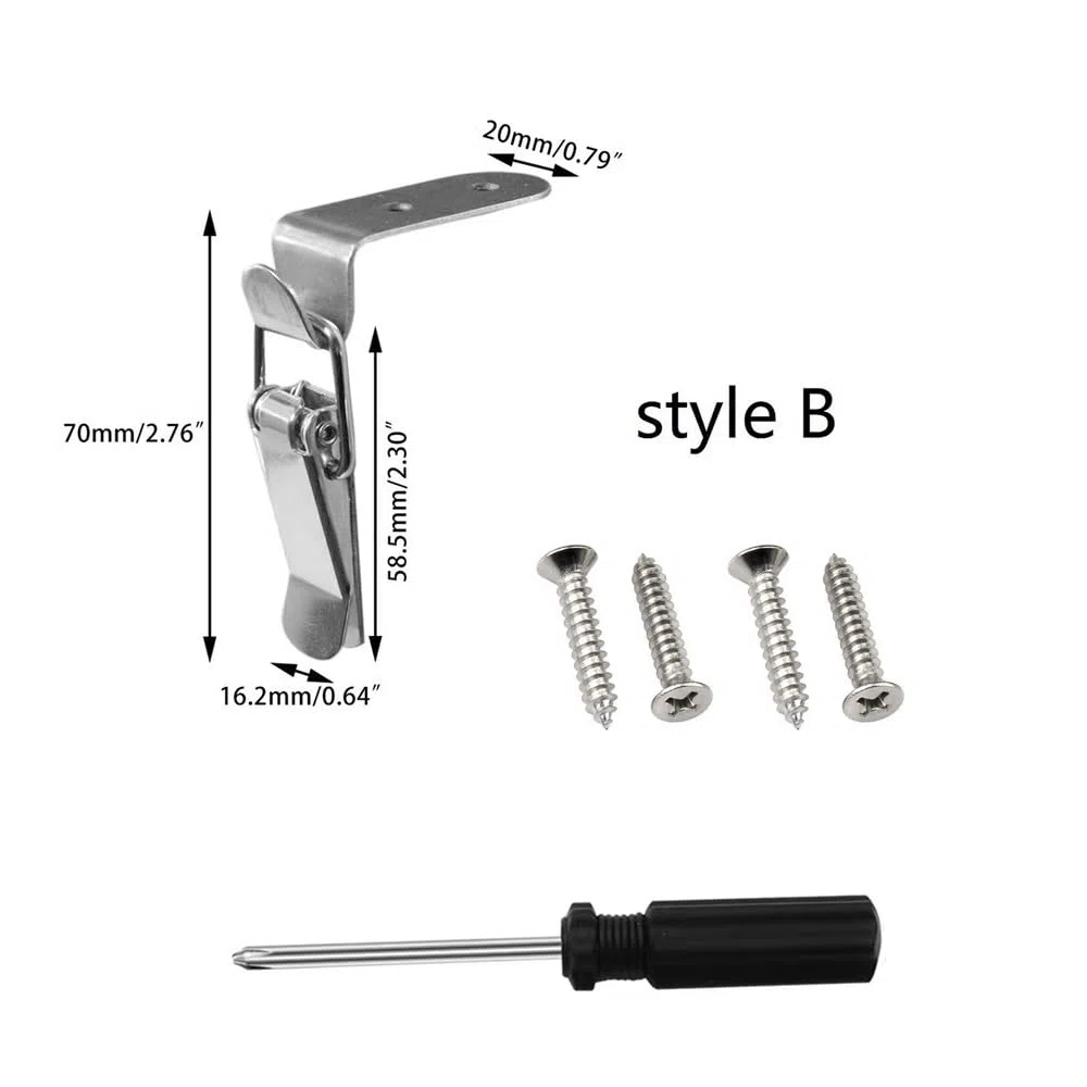 4 pezzi Chiusure per scatole di legno Gancio per morsetto Chiusure a molla in acciaio inossidabile Chiusure per ganci a bocca d'anatra a 90 gradi Scatole per disegnare Morsetti a levetta ( Size : Styl